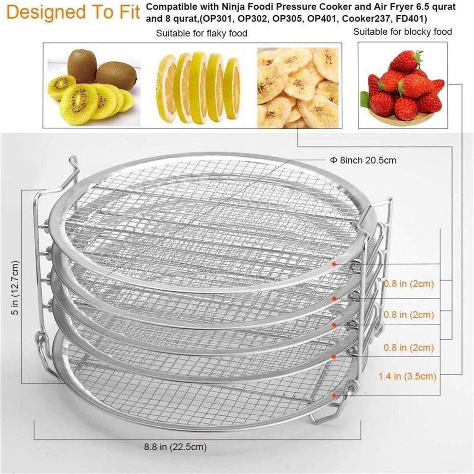 Stainless Steel Dehydrator Stand with 5 Stackable Layers - Food Grade Grill & Air Fryer Rack Accessory (6L) for Drying Fruits, Vegetables, Jerky & Herbs | Perfect for Home Kitchen & Food Preservation