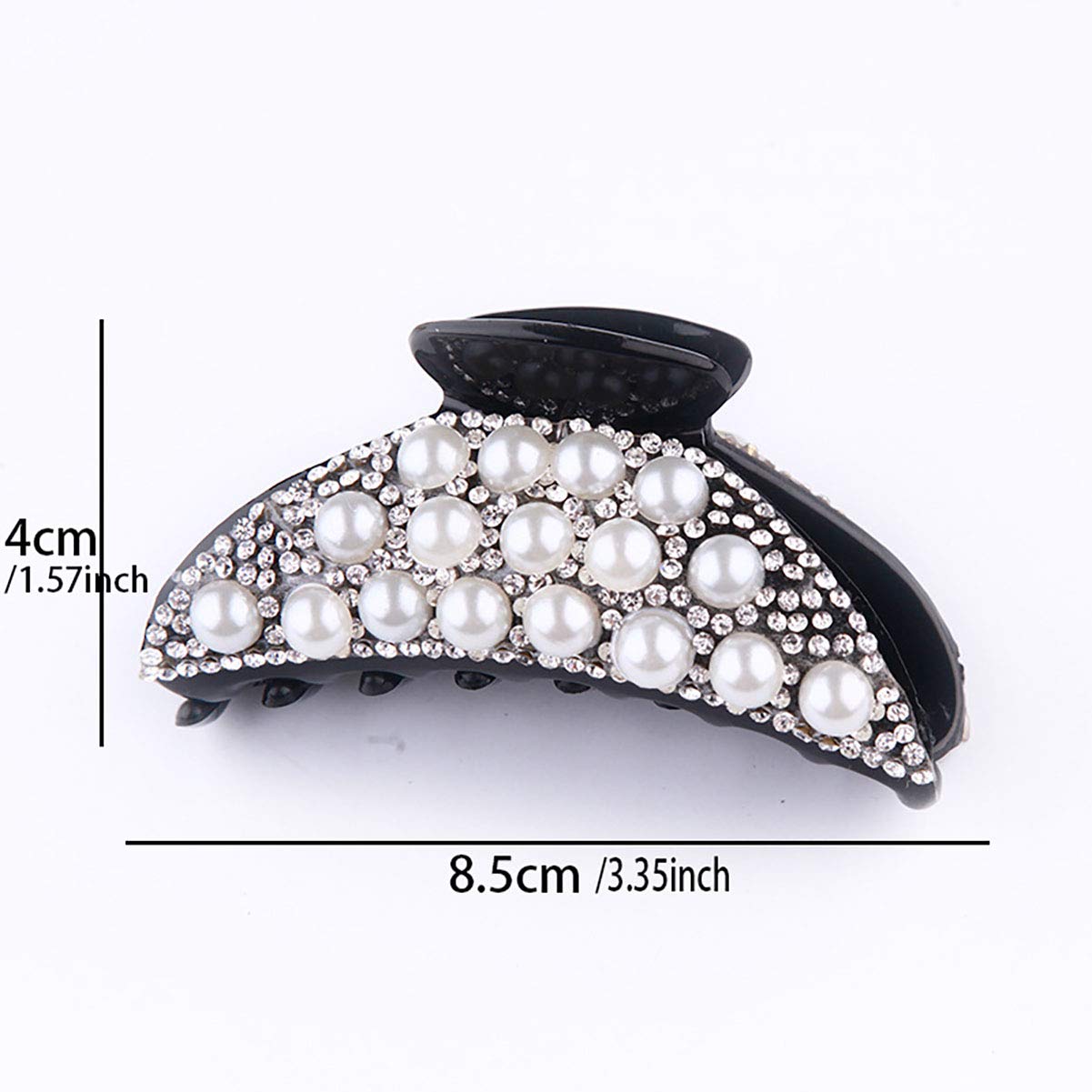 2-Pack Rhinestone Hair Claw Clips with Imitation Pearls - Non-Slip Hair Clamps for Women & Girls - Perfect for Parties, Weddings & Everyday Hairstyles