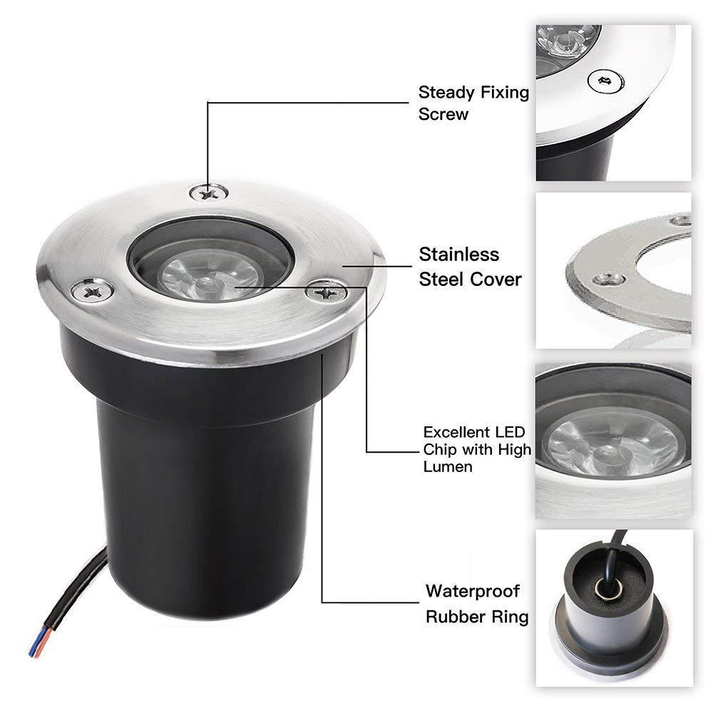 SUNRIVER 6-Pack Low Voltage Landscape Well Lights - 1W 12V-24V IP67 Waterproof LED In-Ground Lighting for Pavers, Decks, Steps & Gardens (Warm White) - Perfect for Pathway, Patio & Yard Illumination