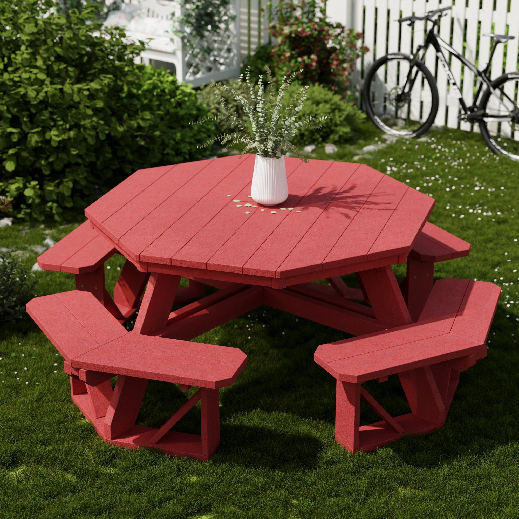 Heritage Octagon Picnic Table - 8-Person Outdoor Dining Set for Backyard, Patio, Garden, Park & Camping - Durable All-Weather Wooden Picnic Bench