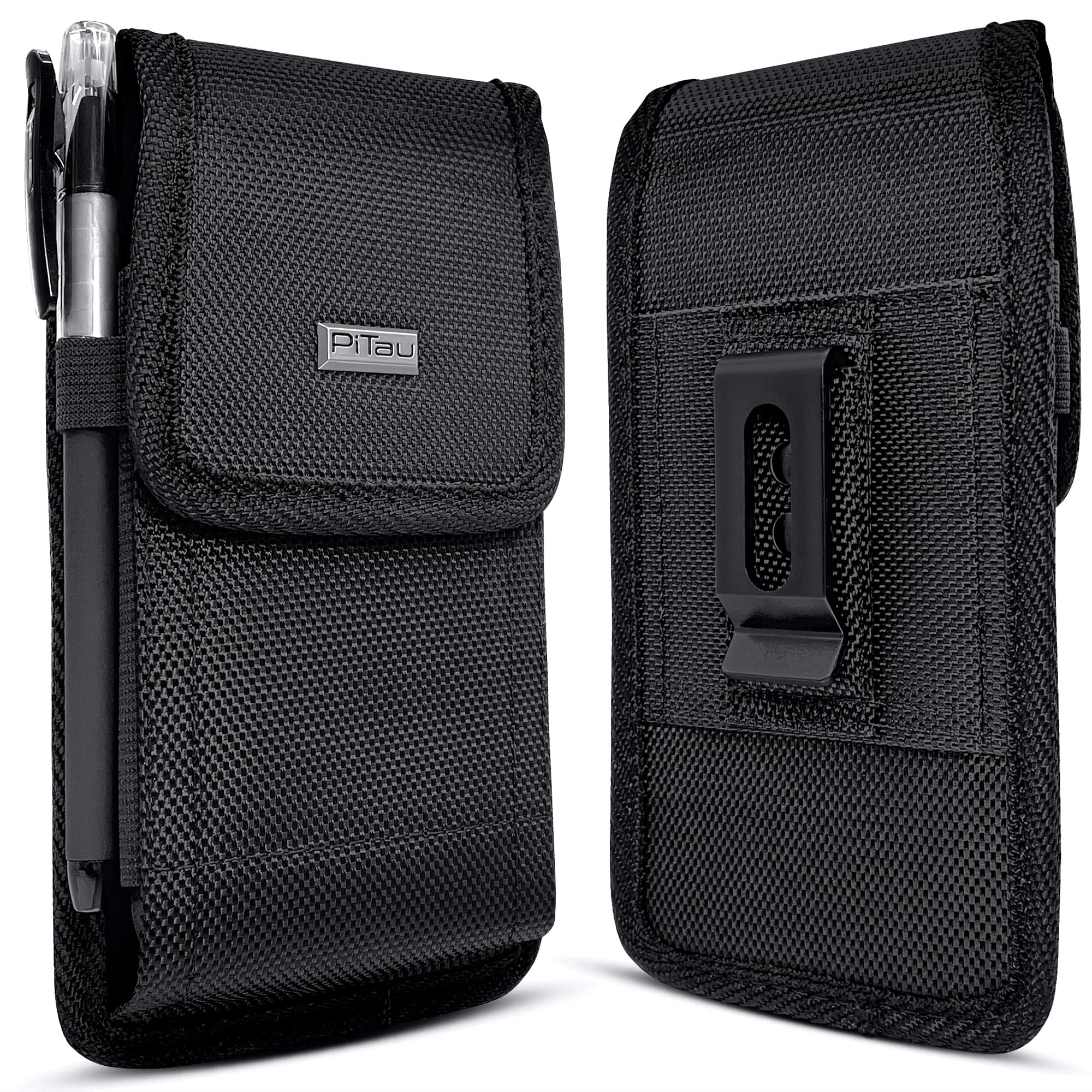 PiTau Universal Phone Holster for iPhone 15/14/13/12/11 Pro Max & Galaxy S23+/S22+/S21+/S20+ & A54/A53/A52/A51 - Durable Belt Clip Pouch Case for Smartphones - Perfect for Work, Hiking, Running & Outdoor Activities