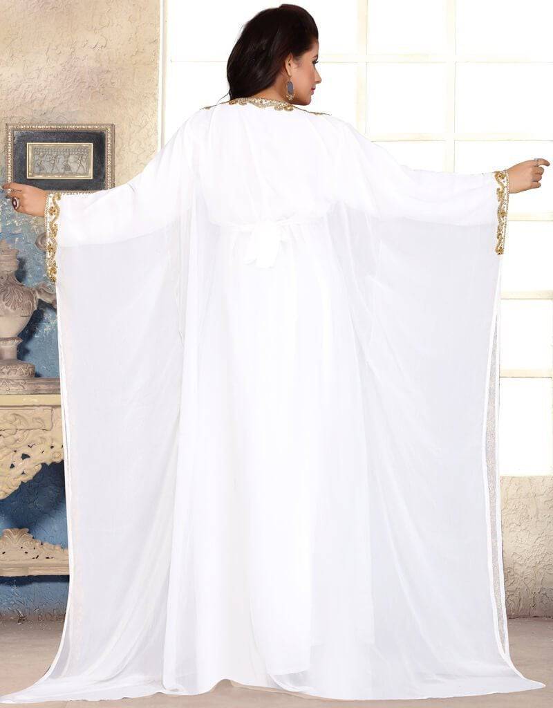 Elegant Golden Embroidered Abaya Dress for Women - Perfect for Islamic Prayer, Eid Celebrations & Special Occasions