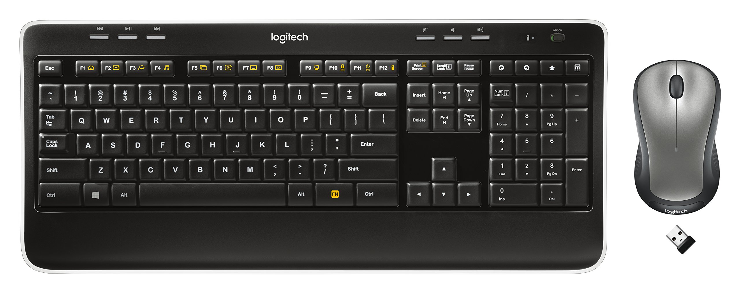 Logitech MK520 Wireless Keyboard and Mouse Combo - Ergonomic Design, 2.4GHz USB Receiver, 3-Year Battery Life for Home Office, Gaming & Productivity | Compatible with Windows, Mac, Laptop & Desktop Computers