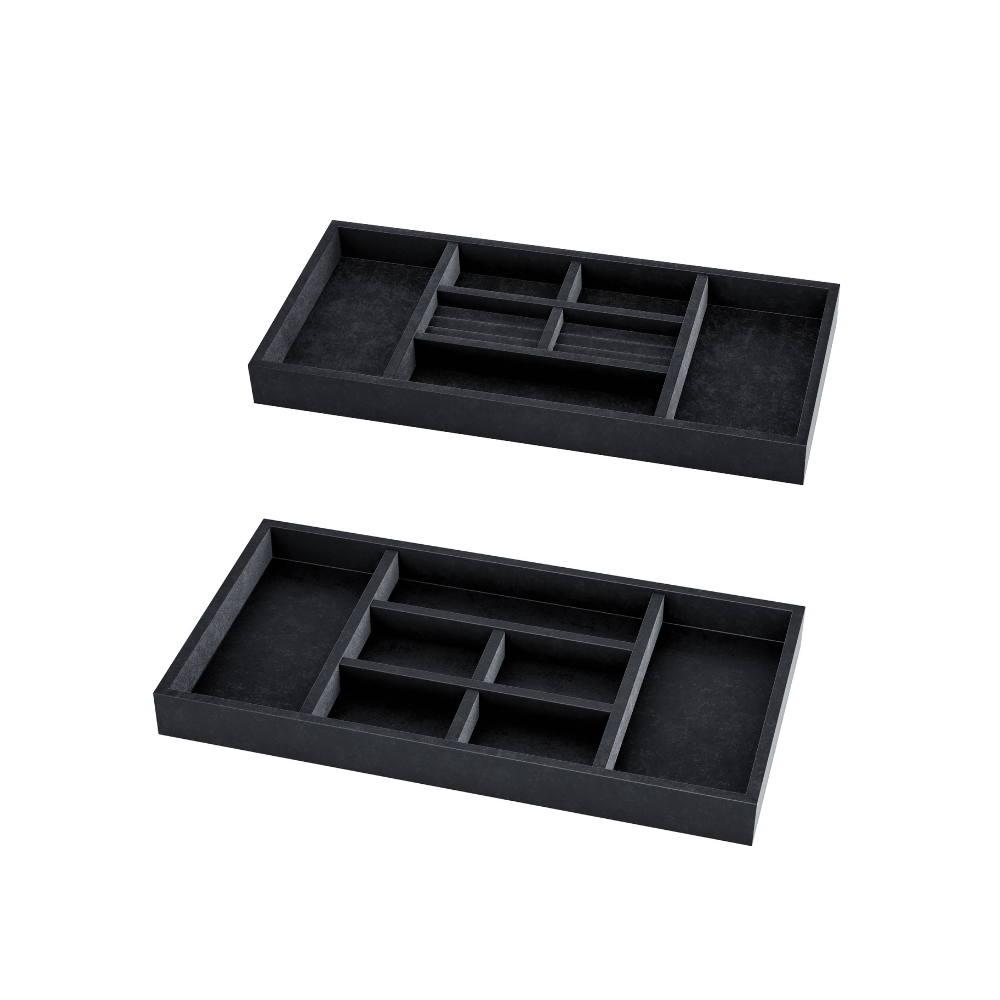 Elegant Jewelry Tray Set - 3-Piece Velvet Jewelry Organizer with Mirror for Necklaces, Rings & Earrings | Perfect for Vanity, Dresser, Travel & Gift Giving
