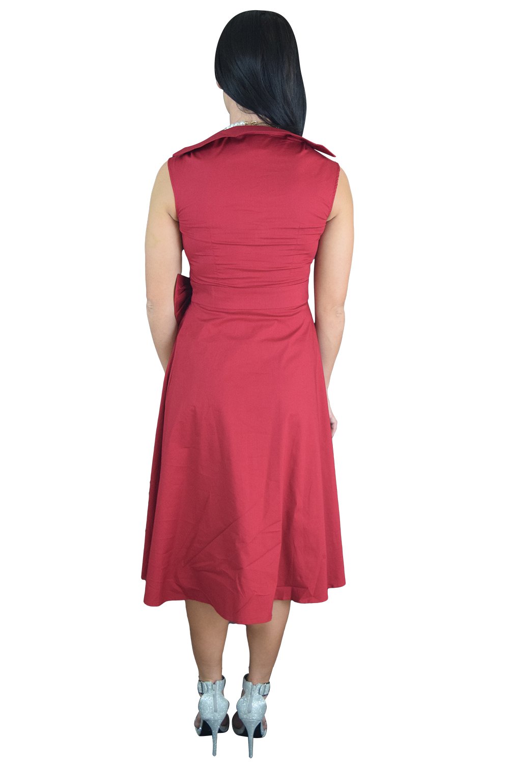 Gothic Rockabilly Red Rose Belted Party Dress - Vintage Pin-Up Style for Women | Perfect for Halloween, Cosplay & Retro Themed Parties