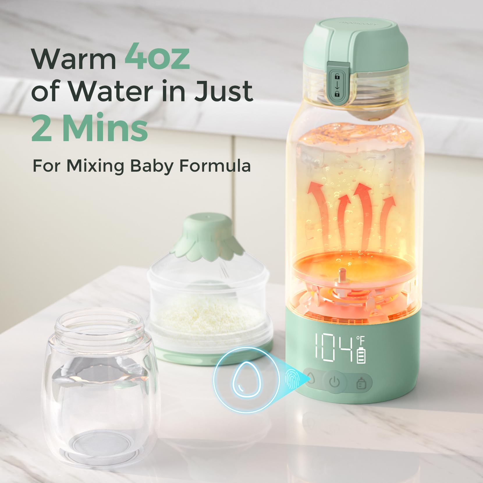 Momcozy Portable Breast Milk Warmer for Travel - USB-Powered Bottle Warmer & Cleaning Brush Set - Perfect for Nursing Moms On-the-Go, at Work or Outdoor Adventures