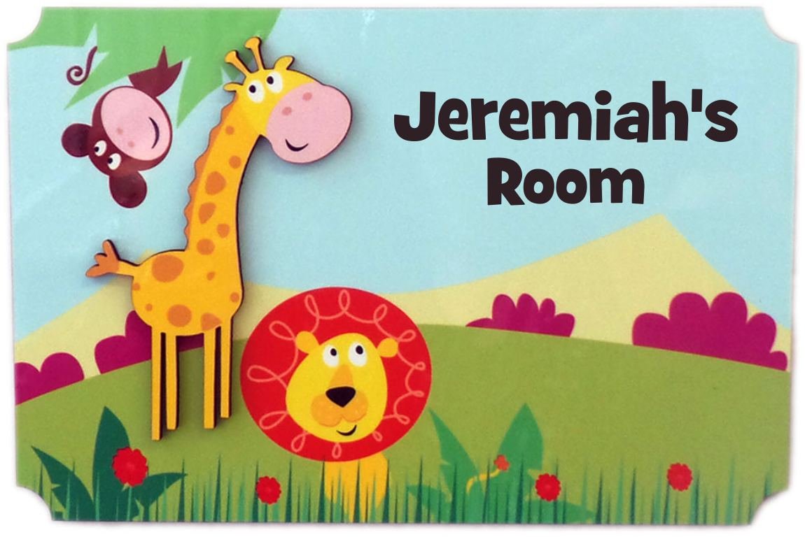 Personalized 3D Giraffe Jungle Door Sign Plaque - Custom Name Wall Decor for Kids & Baby Nursery Room - Perfect for Bedroom, Playroom & Birthday Gifts