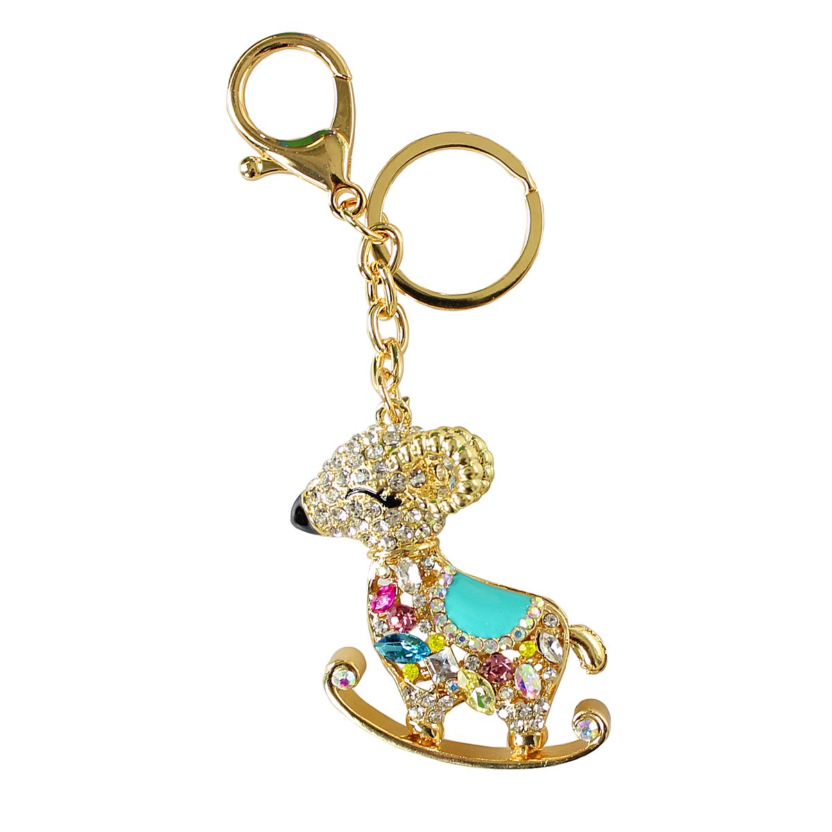 Echomerx Blue Rhinestone Rocking Ram Keychain - Stylish Purse Charm for Women, Gifts & Accessories | Perfect for Keychains, Handbags, Backpacks & Party Favors