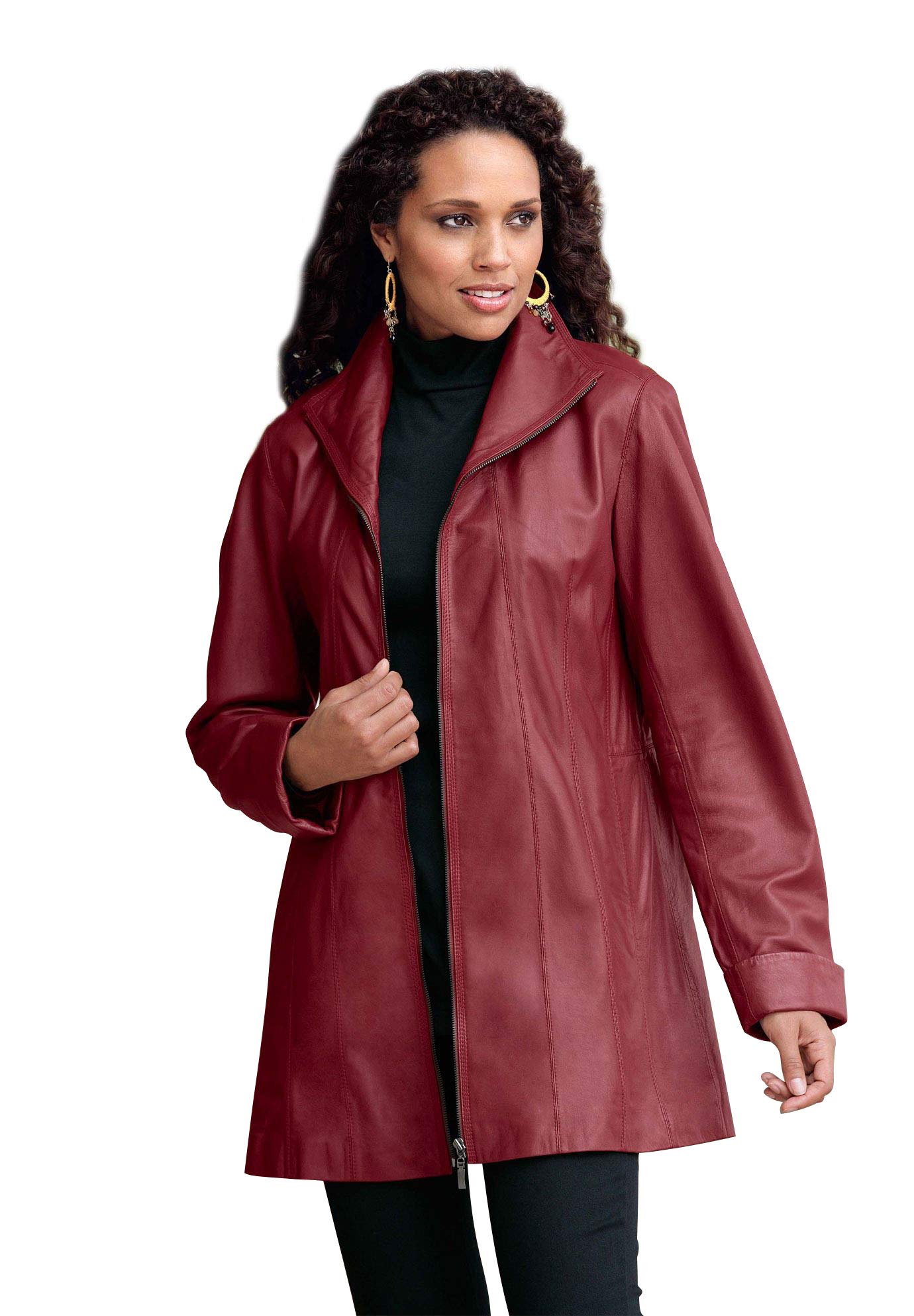 Roaman's Women's Plus Size A-Line Leather Jacket - Stylish Faux Leather Moto Jacket for Curvy Women | Perfect for Casual Outings, Date Nights & Fall Fashion