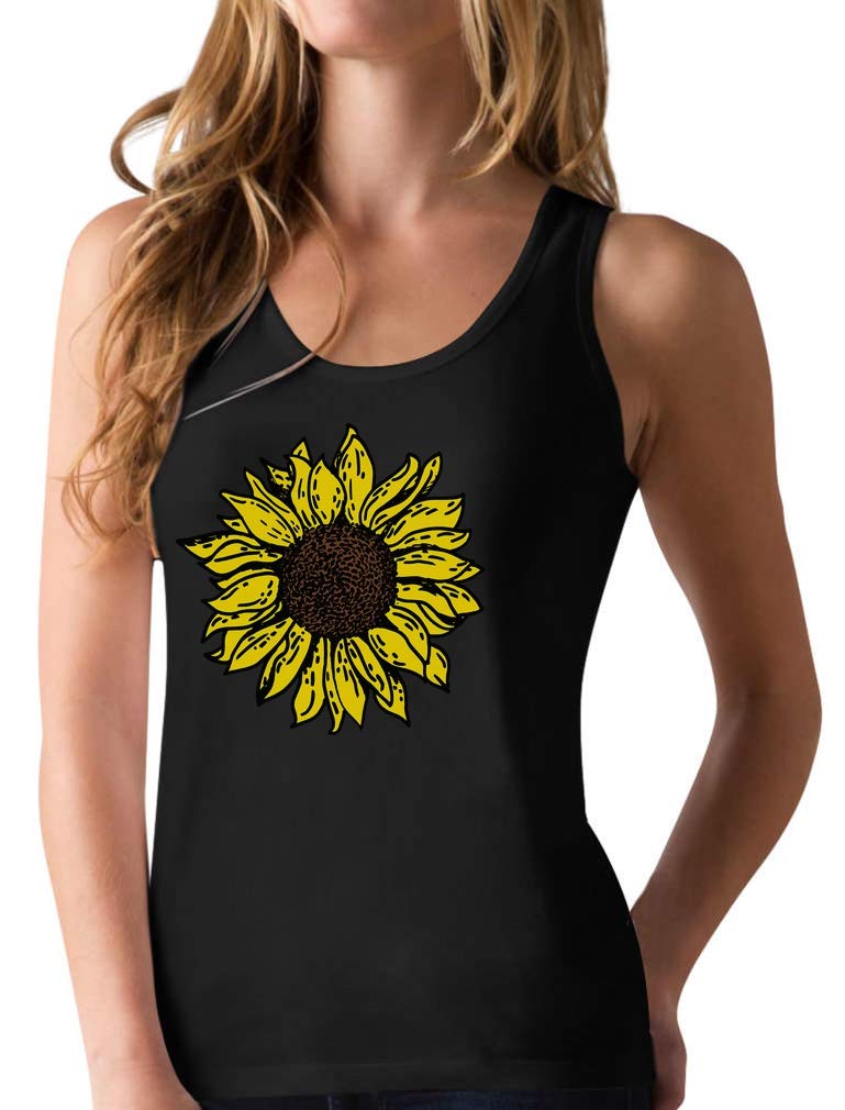 Stylish Sunflower Print Racerback Tank Tops for Women & Girls - Perfect Summer Casual Wear for Beach, Picnic & Outdoor Activities