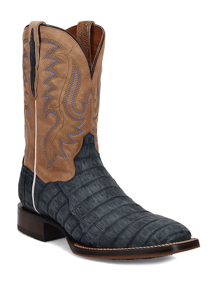 Dan Post DP5014 Men's LEON Caiman Square Toe Boots - Denim Blue Western Cowboy Boots for Riding, Country Fashion & Outdoor Work