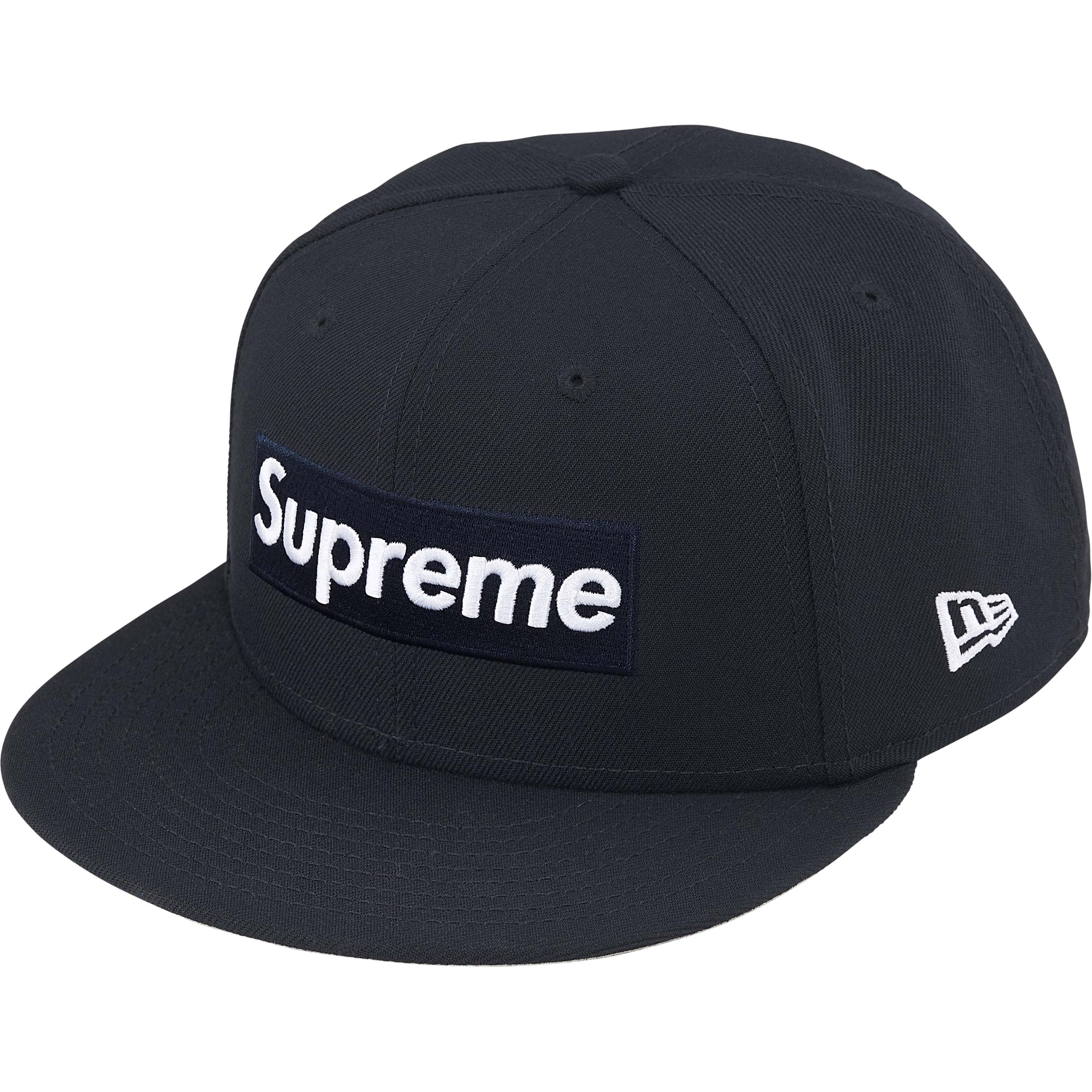 Supreme Championship Box Logo New Era Navy Snapback Hat - Stylish Streetwear for Men & Women - Perfect for Casual Outfits, Sports Events, and Urban Fashion