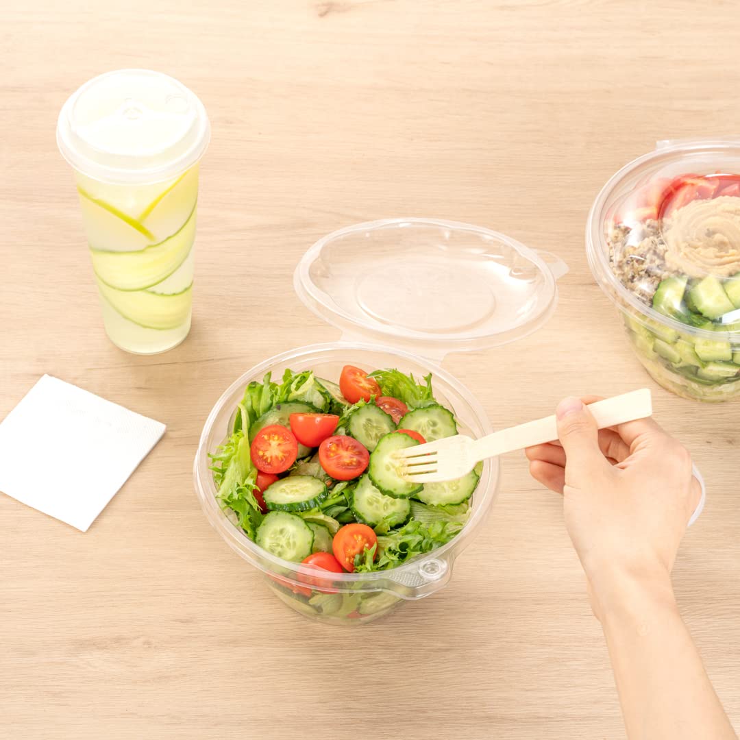 Restaurantware Tamper Tek 48oz Take Out Bowls - 100 Pack Tamper-Evident Meal Prep Containers with Hinged Lids | Freezer-Safe Clear Plastic Disposable Bowls for Food Delivery, Lunch Prep & Catering | Ideal for Restaurants, Meal Kits & Office Lunches