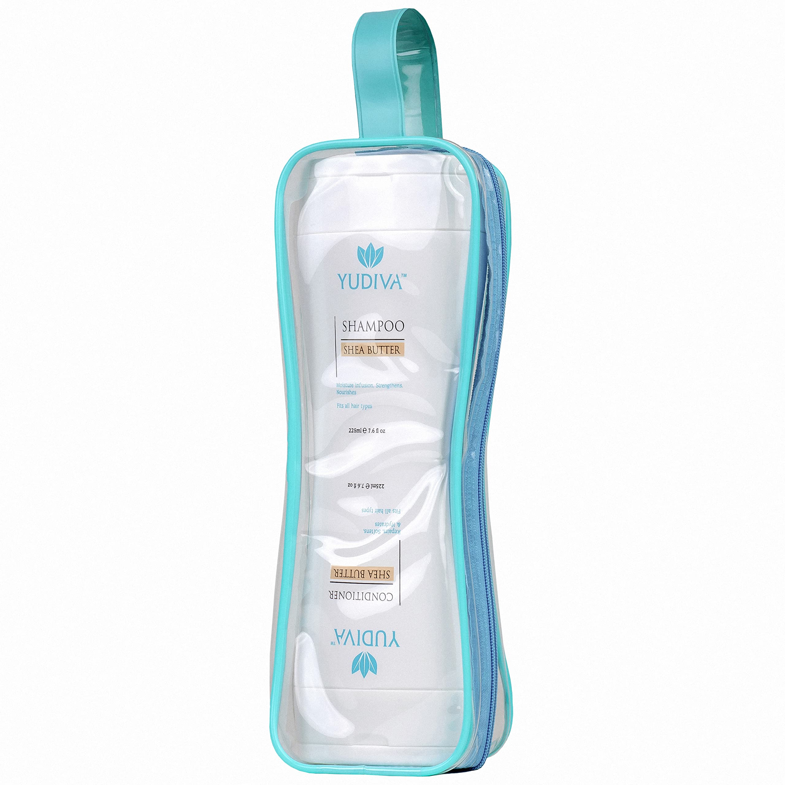 2-in-1 Shea Butter Shampoo & Conditioner Set with Travel Bag - 15.2 Fl Oz for All Hair Types - Deep Moisturizing & Nourishing Hair Care for Daily Use at Home or Travel