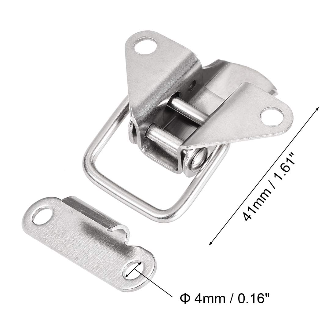 SUS304 Stainless Steel Draw Toggle Latch Clamp 1.61 Inch for Toolbox Case - 2 Pack - Secure Cabinet, Equipment, and Storage Boxes for Workshop or Garage Use