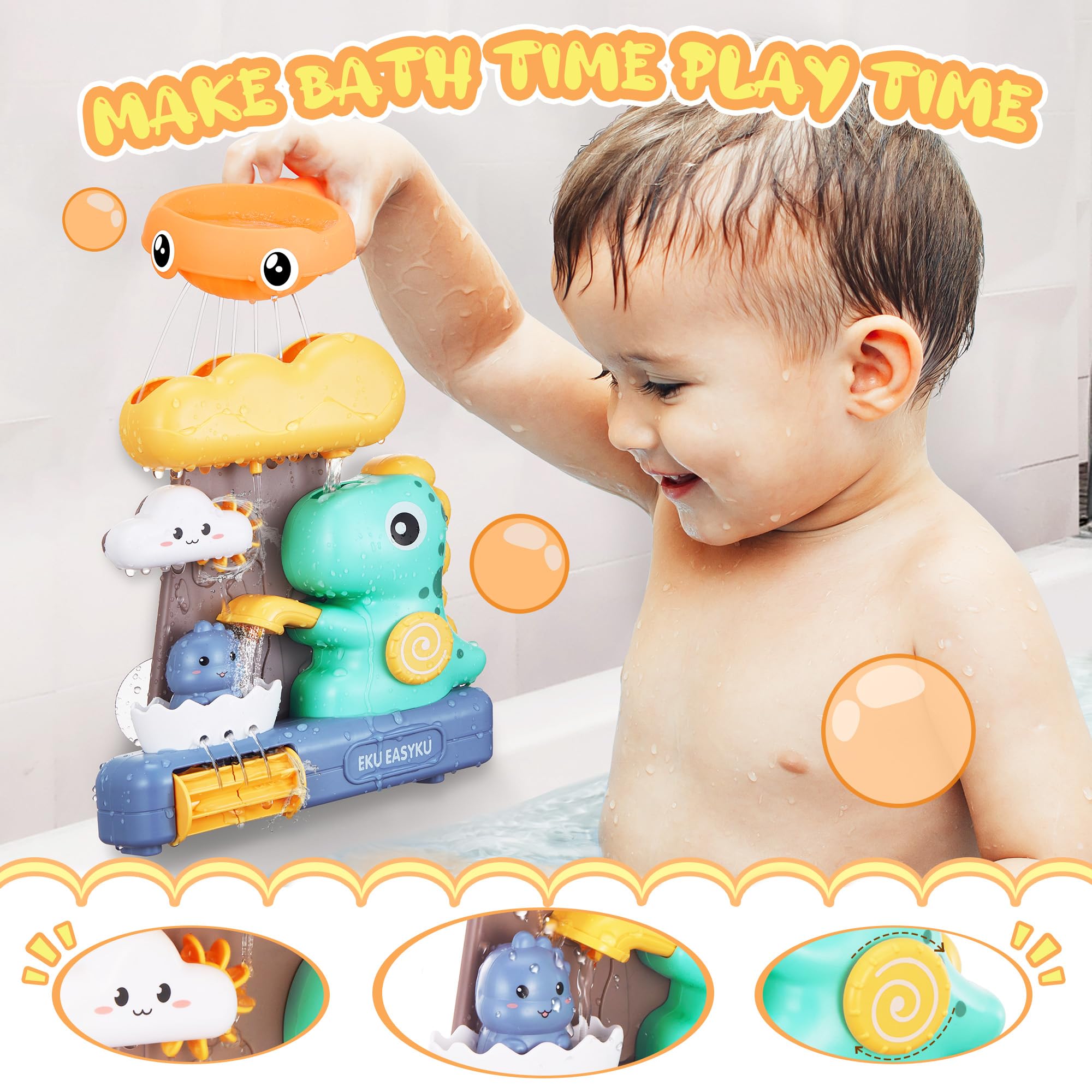 Dinosaur Bath Toys for Toddlers - Ocean Animal Fishing Game Set with Dice for Shower & Bathtub Fun | Perfect Gift for Baby, Kids, Boys & Girls | Encourages Sensory Play & Learning During Bath Time