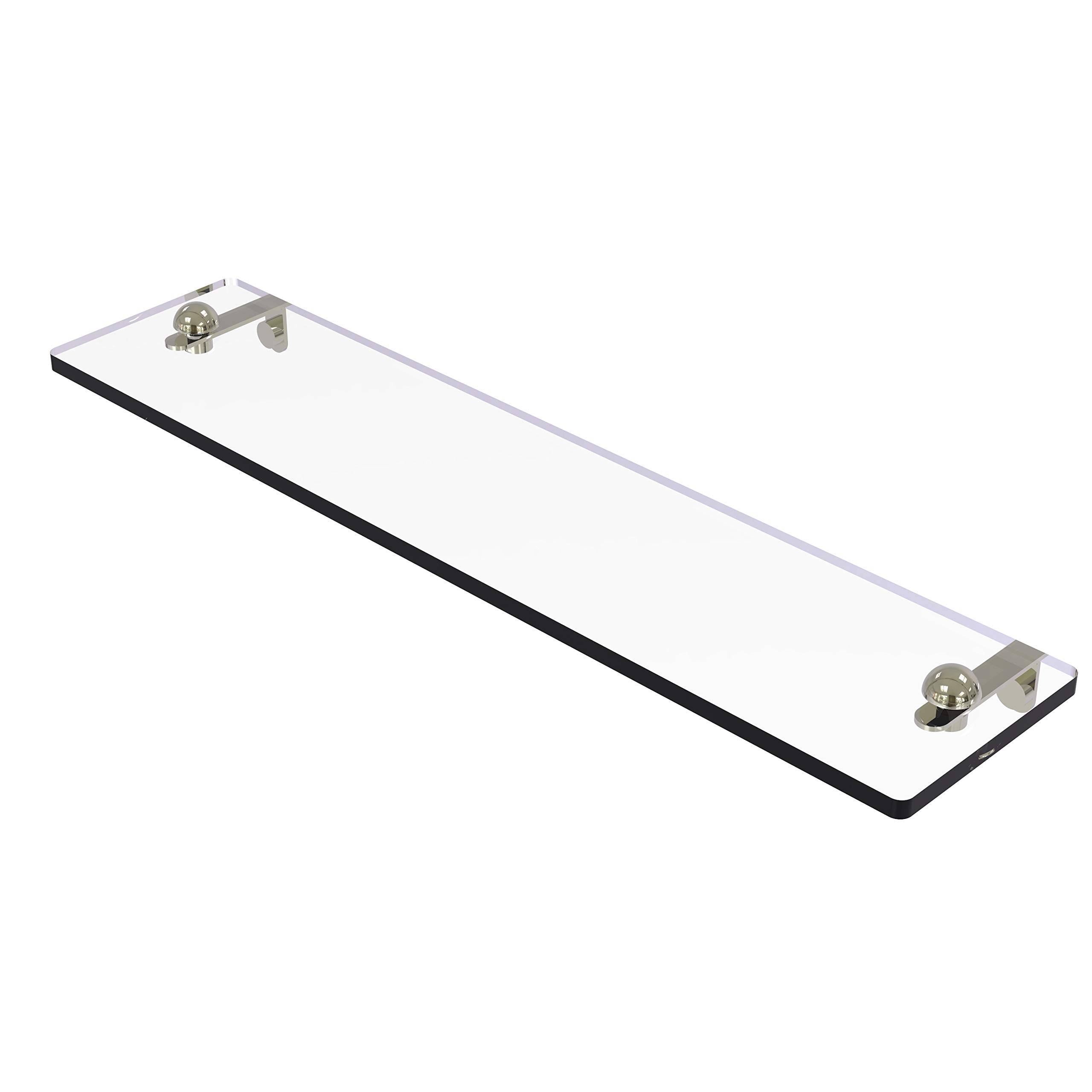 Allied Brass RC-1/22 22 Inch Bathroom Vanity Glass Shelf with Beveled Edges - Polished Nickel Finish for Modern Bathroom Storage & Organization
