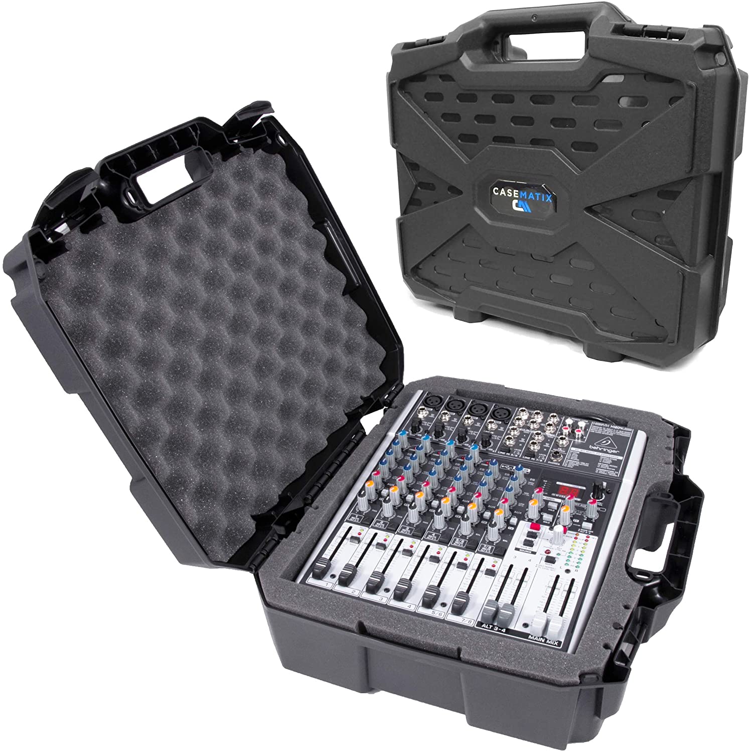 CASEMATIX 17-Inch Heavy Duty Hard Shell Mixer Travel Case - Compatible with Behringer Xenyx X1204USB, 1204USB, QX1204USB, Q1204USB, 1202FX, 1202, 802, Q802USB & More - Perfect for Studio, Live Performances & Road Travel