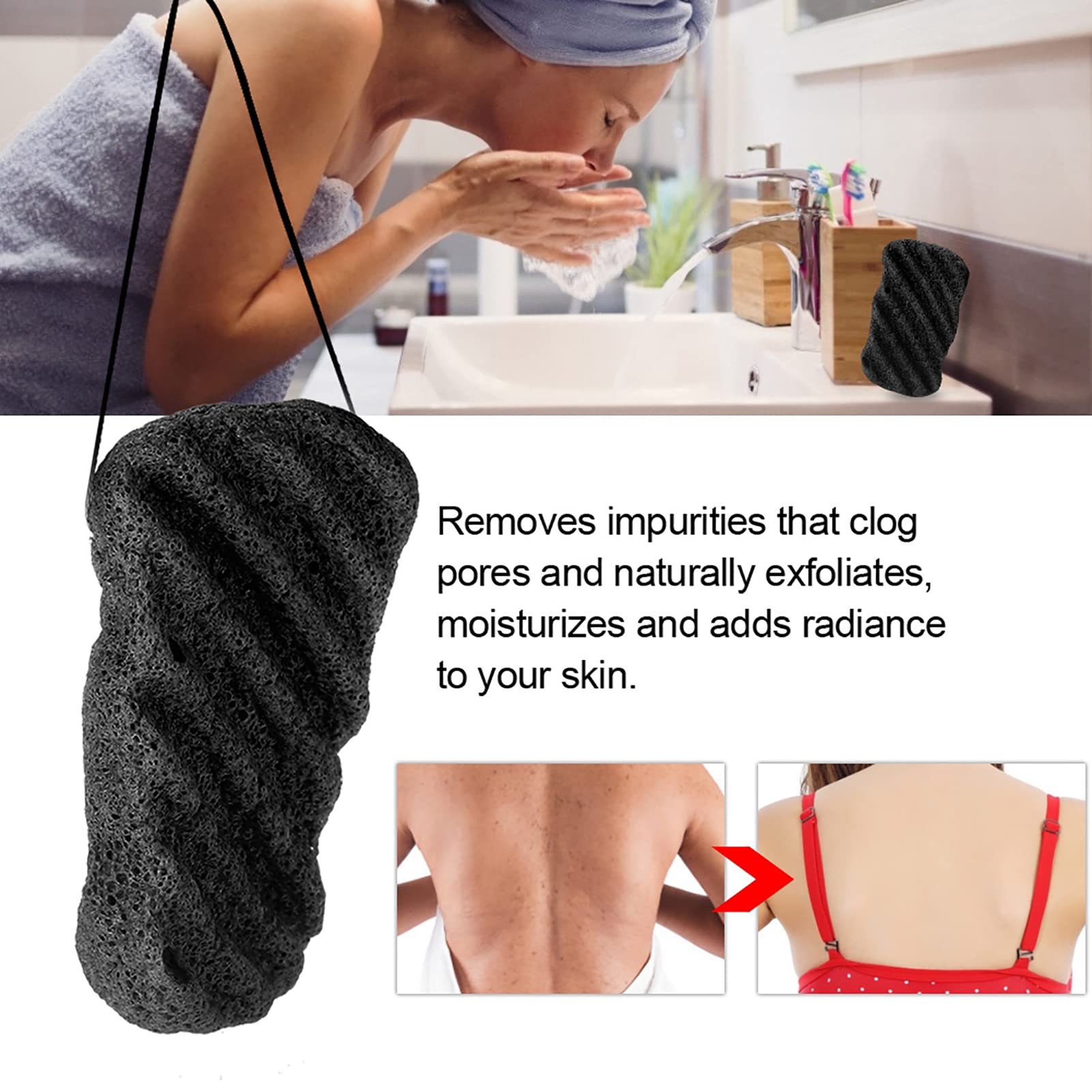 **Konjac Bath Sponges for Shower & Body - Natural Exfoliating Skin Cleanser, Gentle Body Scrubber for Sensitive Skin | Perfect for Daily Shower, Spa & Skincare Routine**