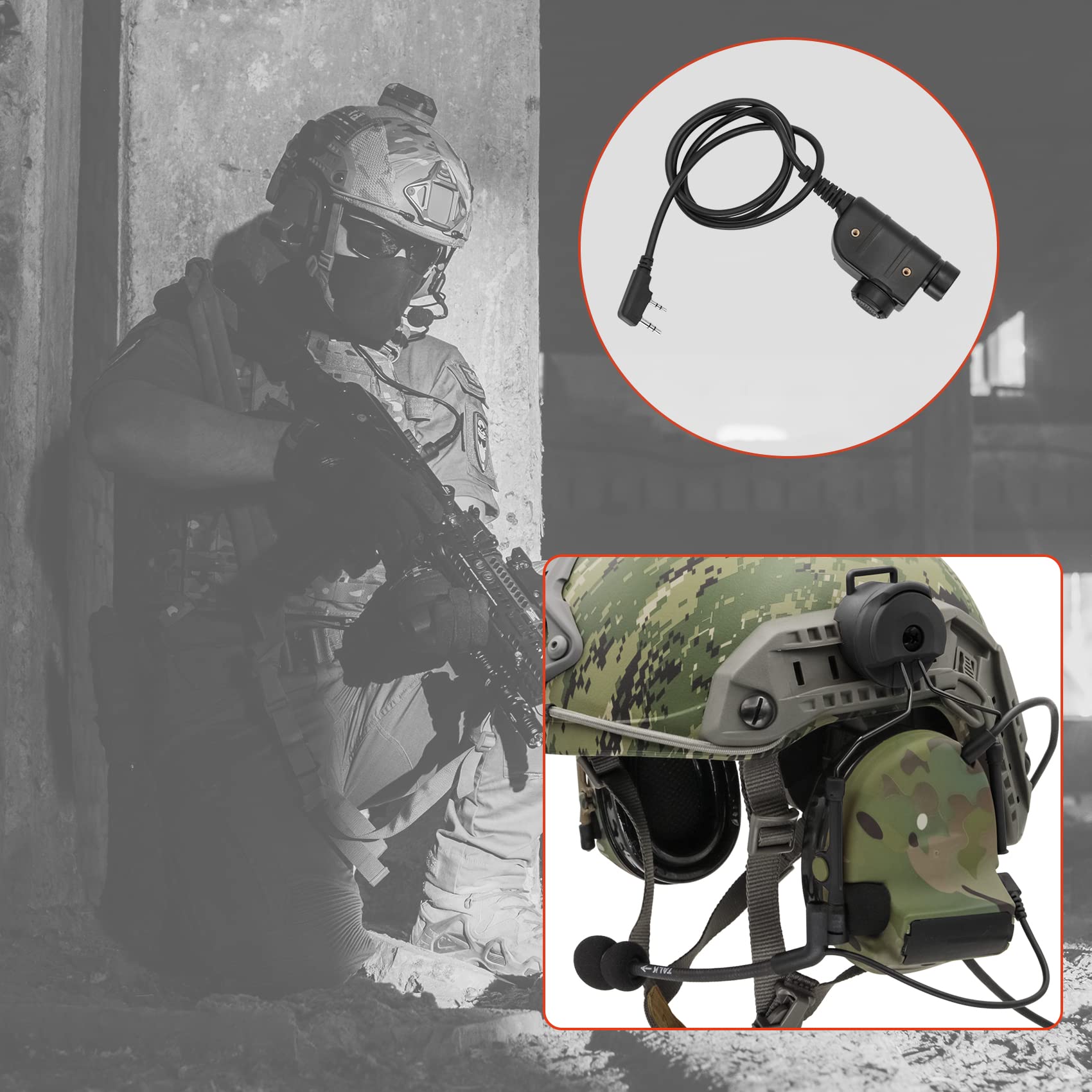 COMTA 2 Tactical Headset with U94 PTT 2pin Connector - Noise Cancelling Military Headphones for Airsoft, Hunting & Shooting | Combat Training & Outdoor Adventure Gear