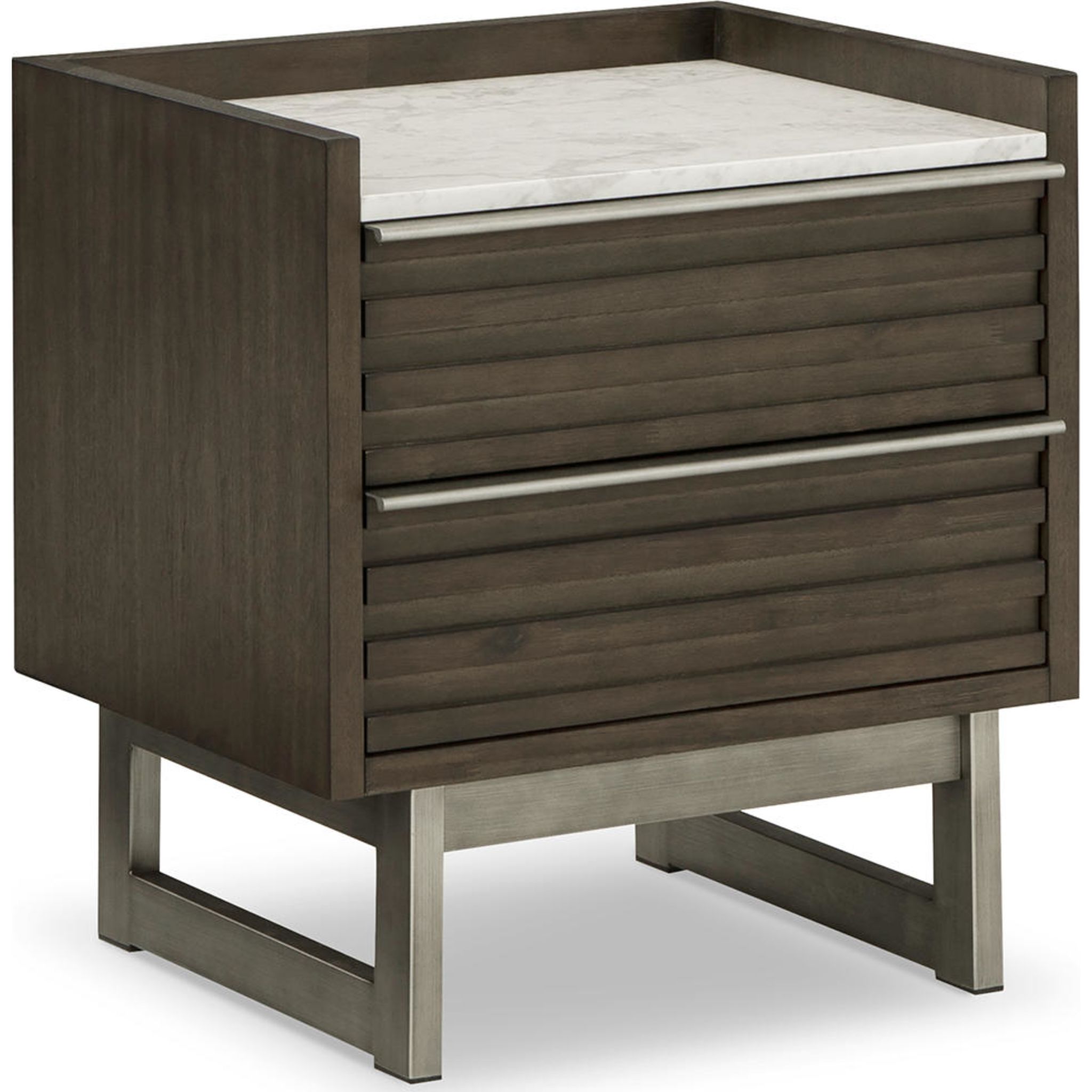 Arkenton Nightstand with Storage - Grayish Brown & White Finish - Perfect for Bedroom, Living Room, or Office