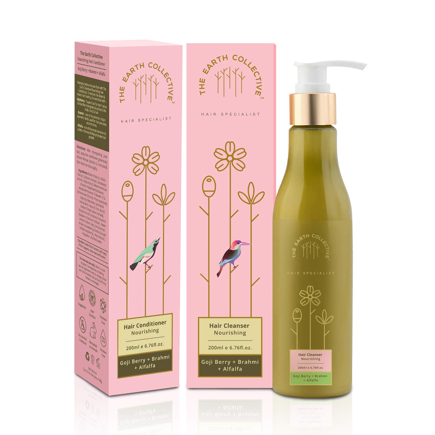 The Earth Collective Nourishing Hair Combo Pack - Shampoo & Conditioner Set (200ml Each) - For All Hair Types - Men & Women - Perfect for Daily Hair Care & Salon-Quality Results at Home