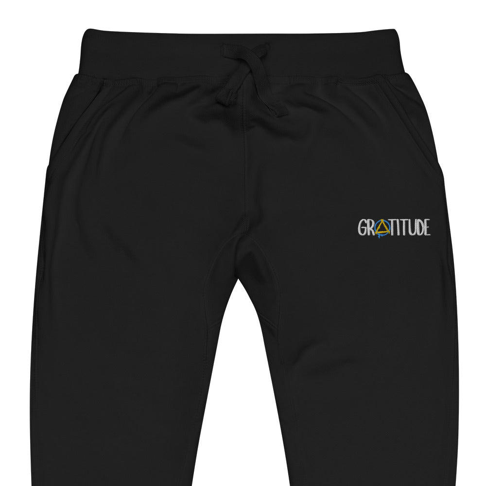 Gratitude Embroidered Unisex Fleece Sweatpants - Cozy Lounge Pants for Men & Women - Perfect for Yoga, Home Relaxation and Casual Wear