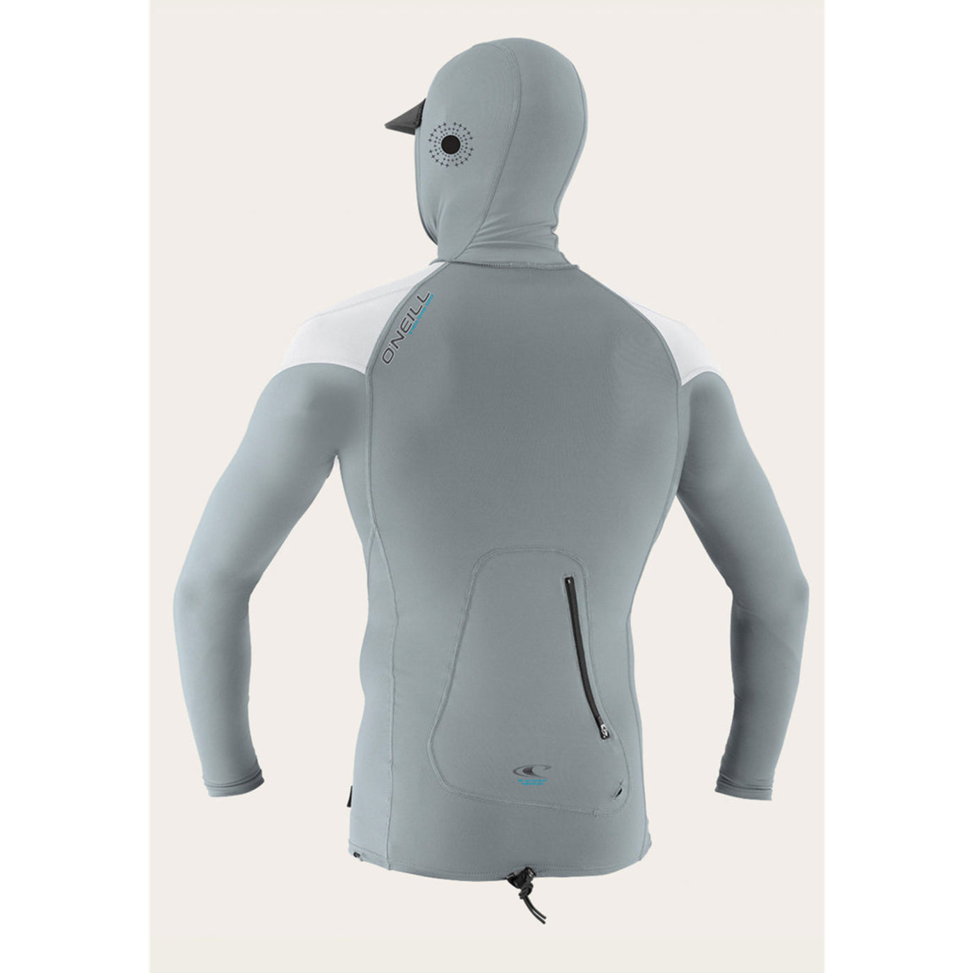 O'Neill Premium Skins O'Zone Long Sleeve Rash Guard with Hood - Cool Grey White/White - UV Protection Surfing & Swimming Shirt for Men & Women