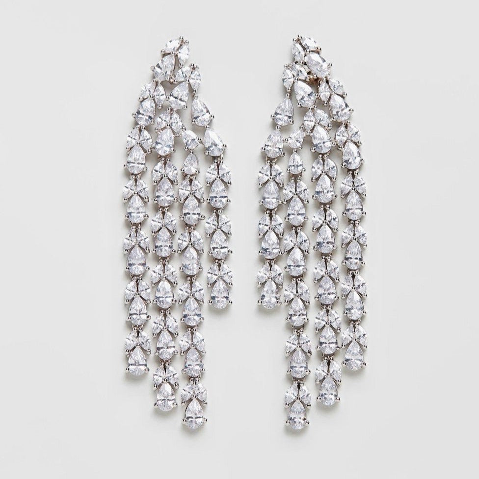 Elegant Cascade Drop Earrings for Women - Gold Plated Dangle Earrings for Party, Wedding & Everyday Wear