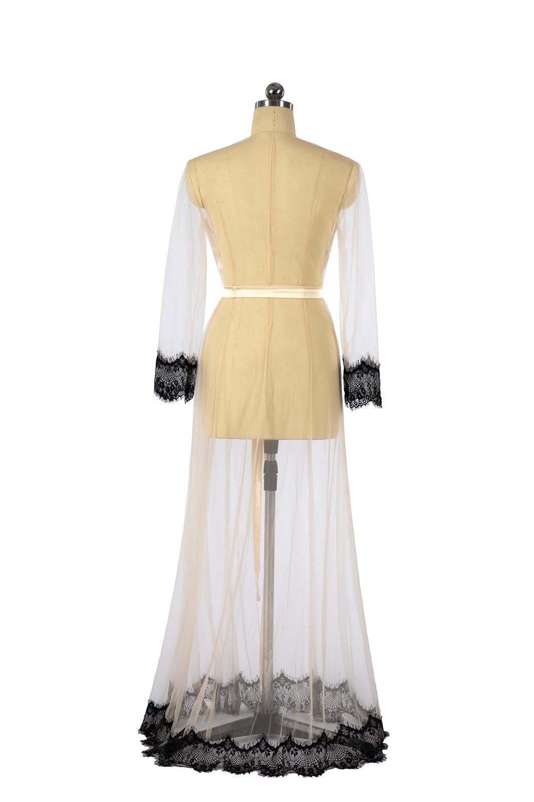 Elegant Women's Tulle Lace Maternity Robe - Soft Bridal Photoshoot Gown & Luxury Bathrobe for Pregnancy, Boudoir & Spa Relaxation