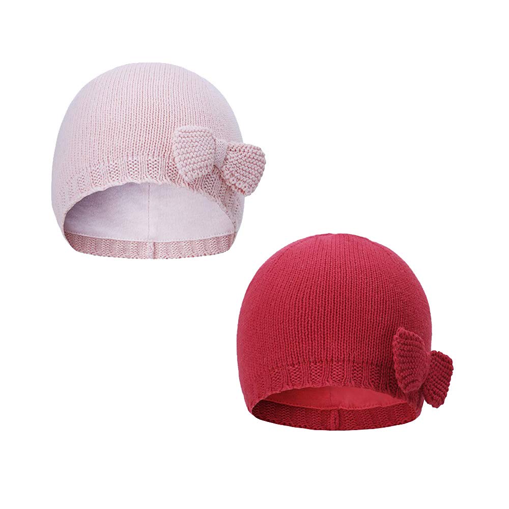 Vivobiniya Baby Knit Hats with Bowknot - Soft Winter Beanie for Toddler Girls (0-24 Months) - Perfect for Newborn Photoshoots, Outdoor Play & Cold Weather Protection