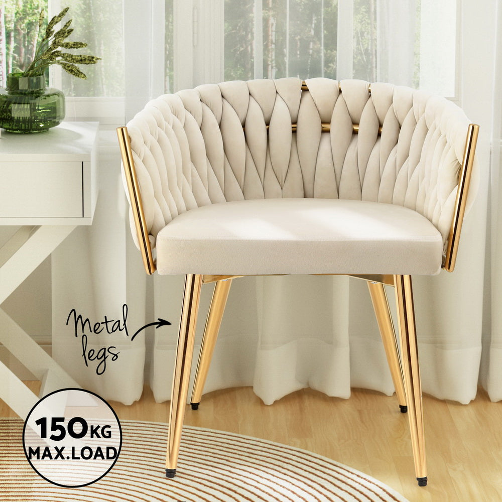 4-Piece Artiss Velvet Dining Chair Set - Luxurious Beige Upholstered Armchairs for Elegant Dining Room & Home Decor