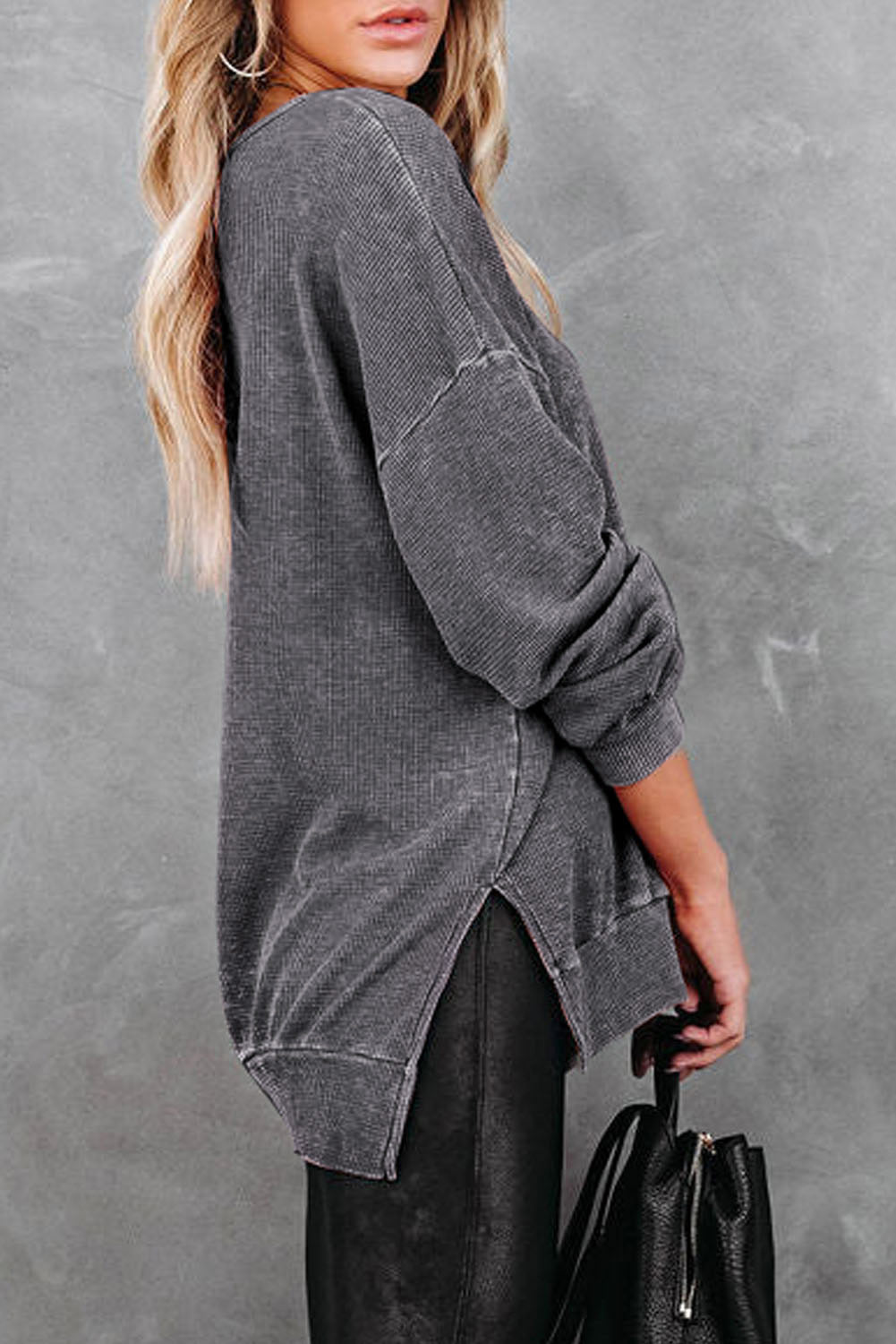 Trendy Dropped Shoulder Slit Sweatshirt for Women - Oversized Casual Pullover with Side Slits | Perfect for Streetwear, Lounge & Everyday Comfort