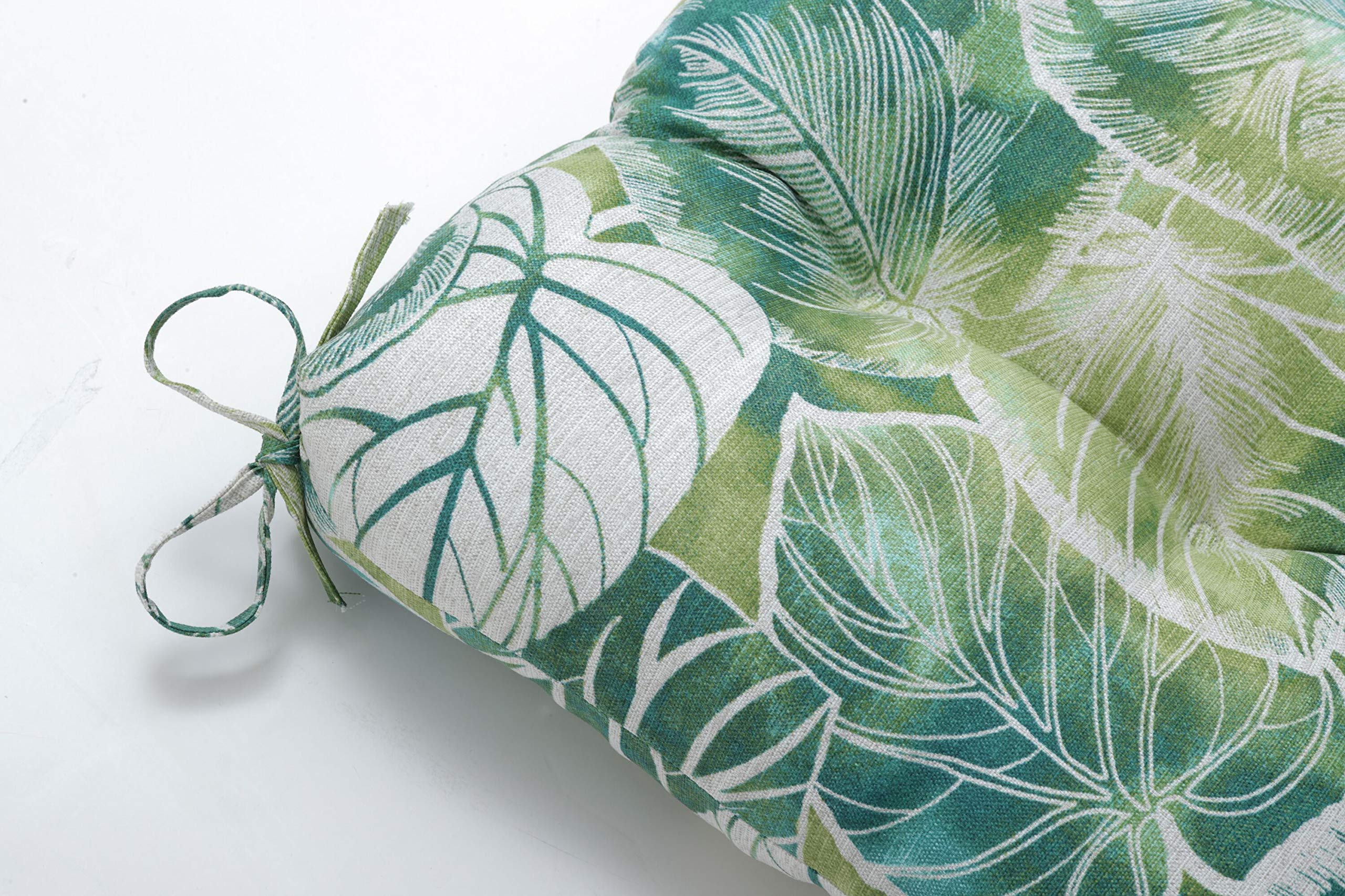 Pillow Perfect Tropic Floral Indoor/Outdoor Sofa Cushion - Weather & Fade Resistant Tufted Bench Swing Seat Cover with Ties, 18