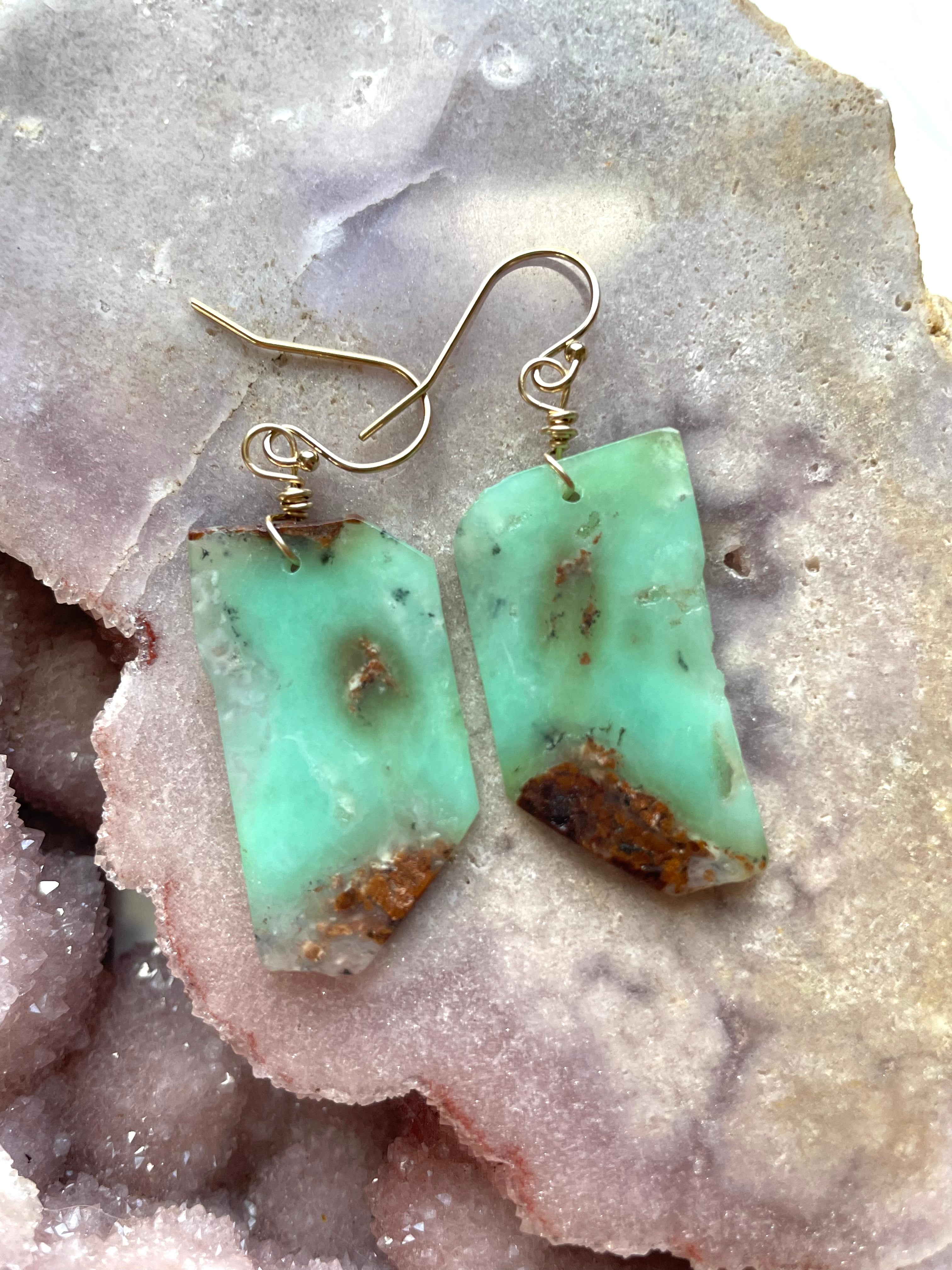 Stunning Chrysoprase Statement Earrings in Gold Fill – Elegant Dangle Earrings for Women | Perfect for Parties, Weddings & Special Occasions