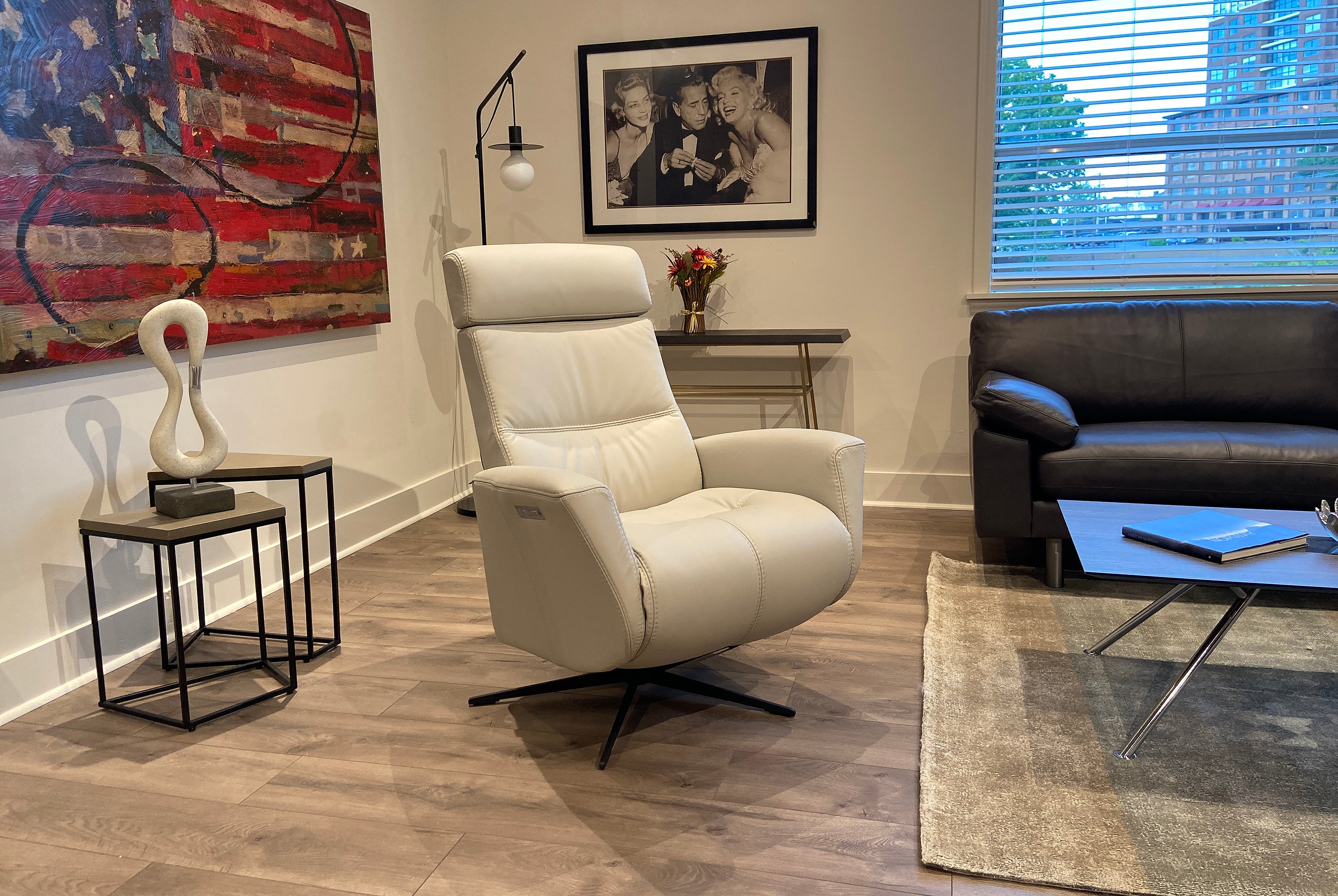 Fjords Magnus Modern Recliner Chair - Ergonomic PU Leather Living Room Reclining Chair with Adjustable Backrest and Footrest - Perfect for Home Theater, Gaming, and Relaxation