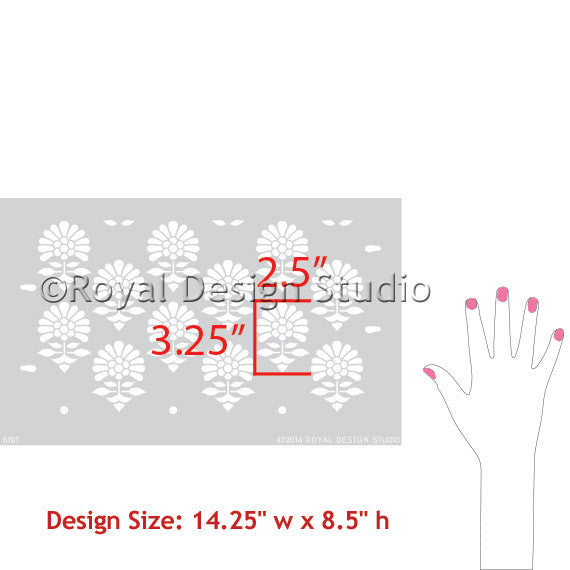 Jaipur Flower Garden Furniture Stencil - Reusable DIY Painting Template for Wood, Fabric & Walls - Perfect for Home Decor, Crafts & Upcycling Projects