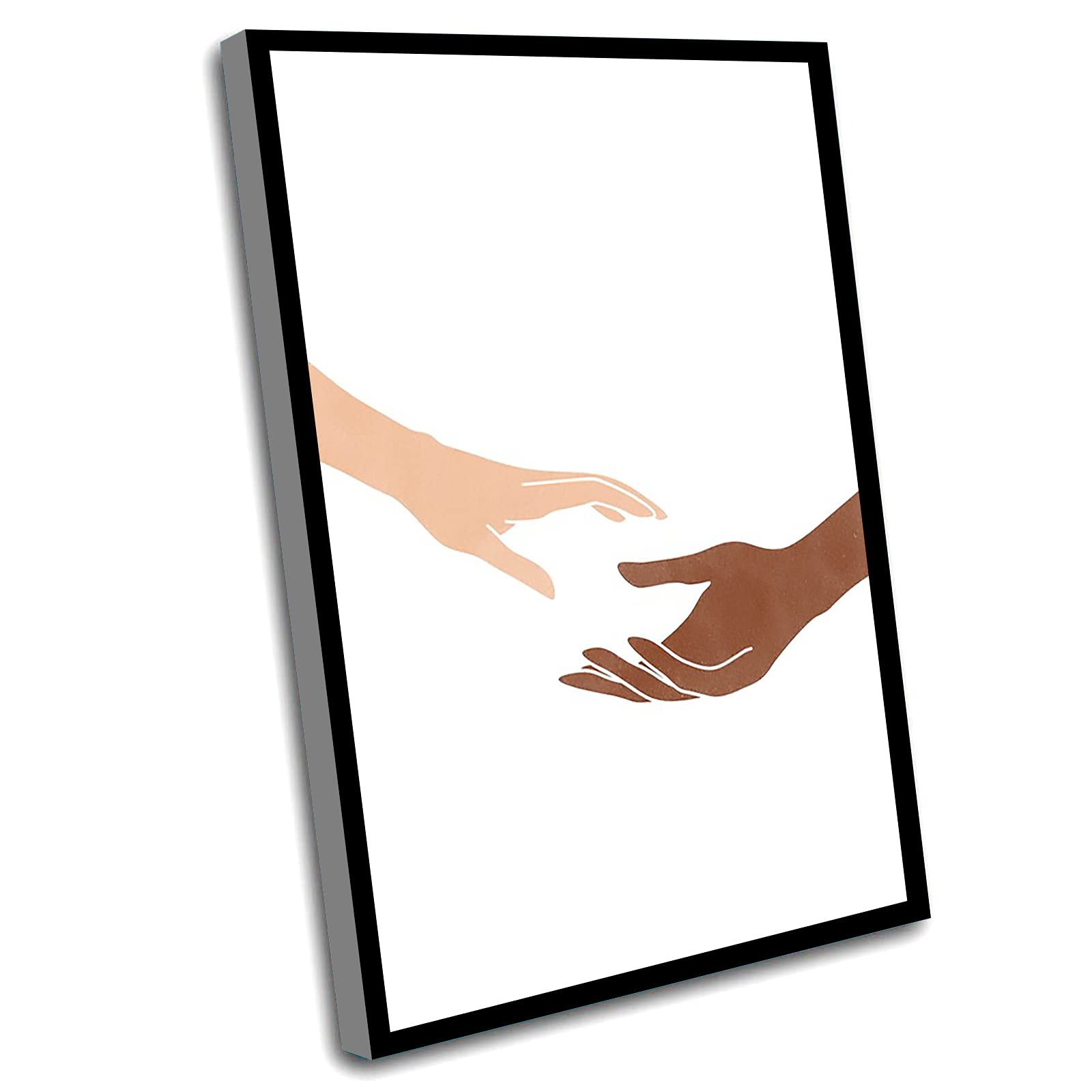 Farmhouse Bedroom Decor - Abstract Line Art Canvas Wall Painting, Hands Drawing Equality Couple Artwork, 12x16 Inch Framed Wall Art for Living Room, Bedroom & Office Decor