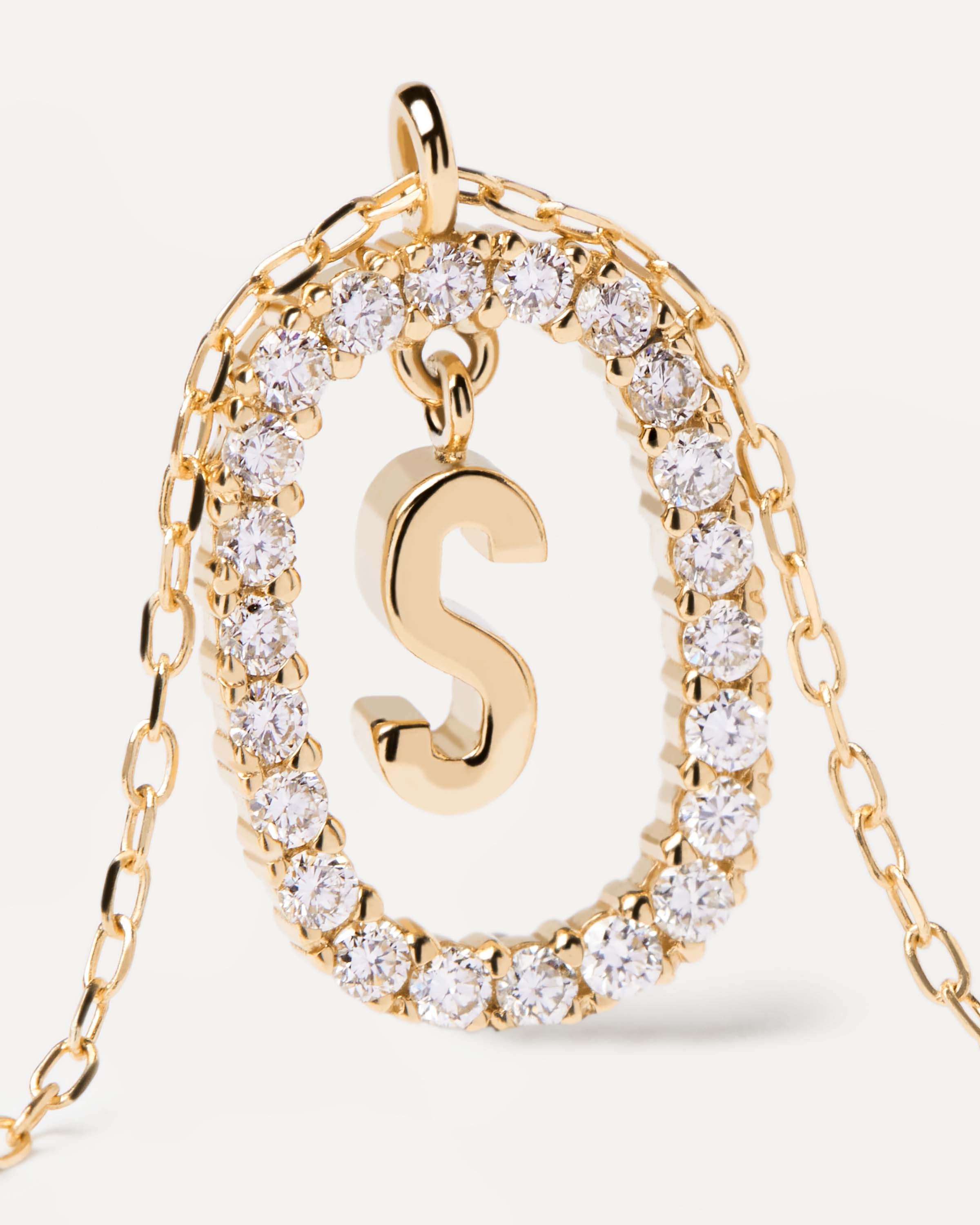 Diamond & Gold Letter S Necklace for Women - Elegant Initial Pendant Jewelry Gift for Birthday, Anniversary & Valentine's Day