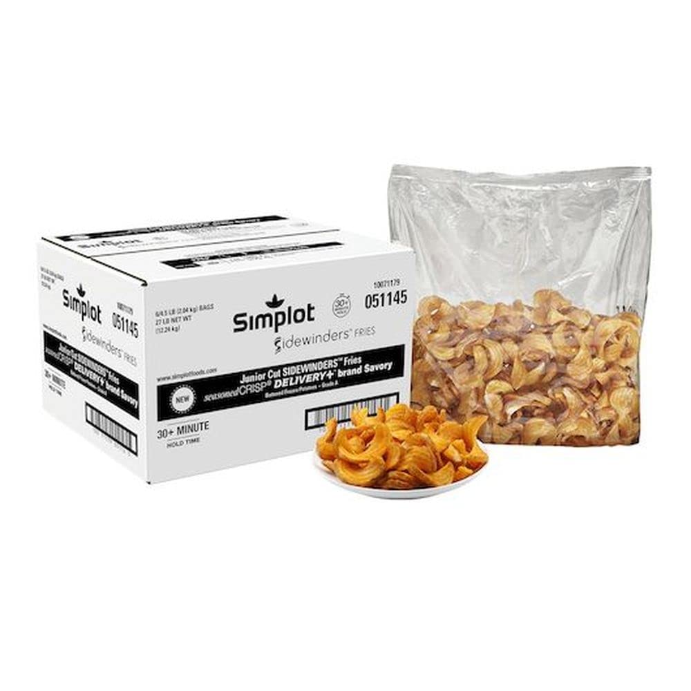 Simplot Seasoned Crispy Sidewinders Savory Potato Fries - 4.5 Pound (6 Pack) | Perfect for Parties, Snacking & Game Day | Restaurant-Quality Frozen Potato Wedges
