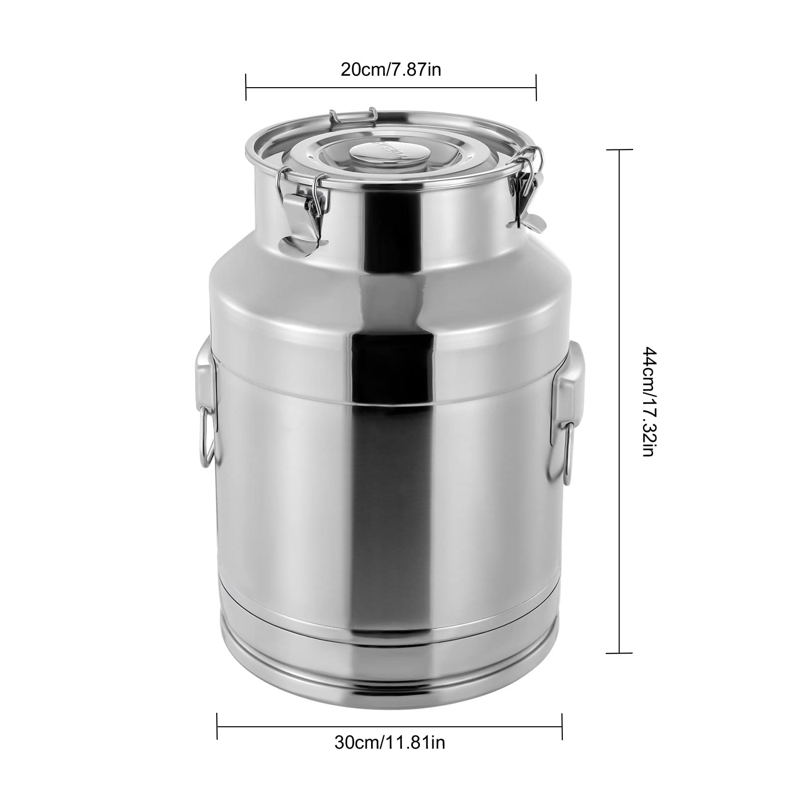 LOYALHEARTDY 28L/7.39Gal Stainless Steel Milk Can - 304 Food Grade Container with Lid & 2 Handles for Milk, Wine, Oil, Grain & Liquid Storage - Perfect for Farm, Dairy, Brewing & Commercial Use