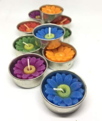 Studio One Mix Daisy Flower Tea Light Candles - 10 Pack of Floating, Scented Aromatherapy Candles for Relaxation | Perfect for Bath, Spa, Wedding Decor & Romantic Ambiance