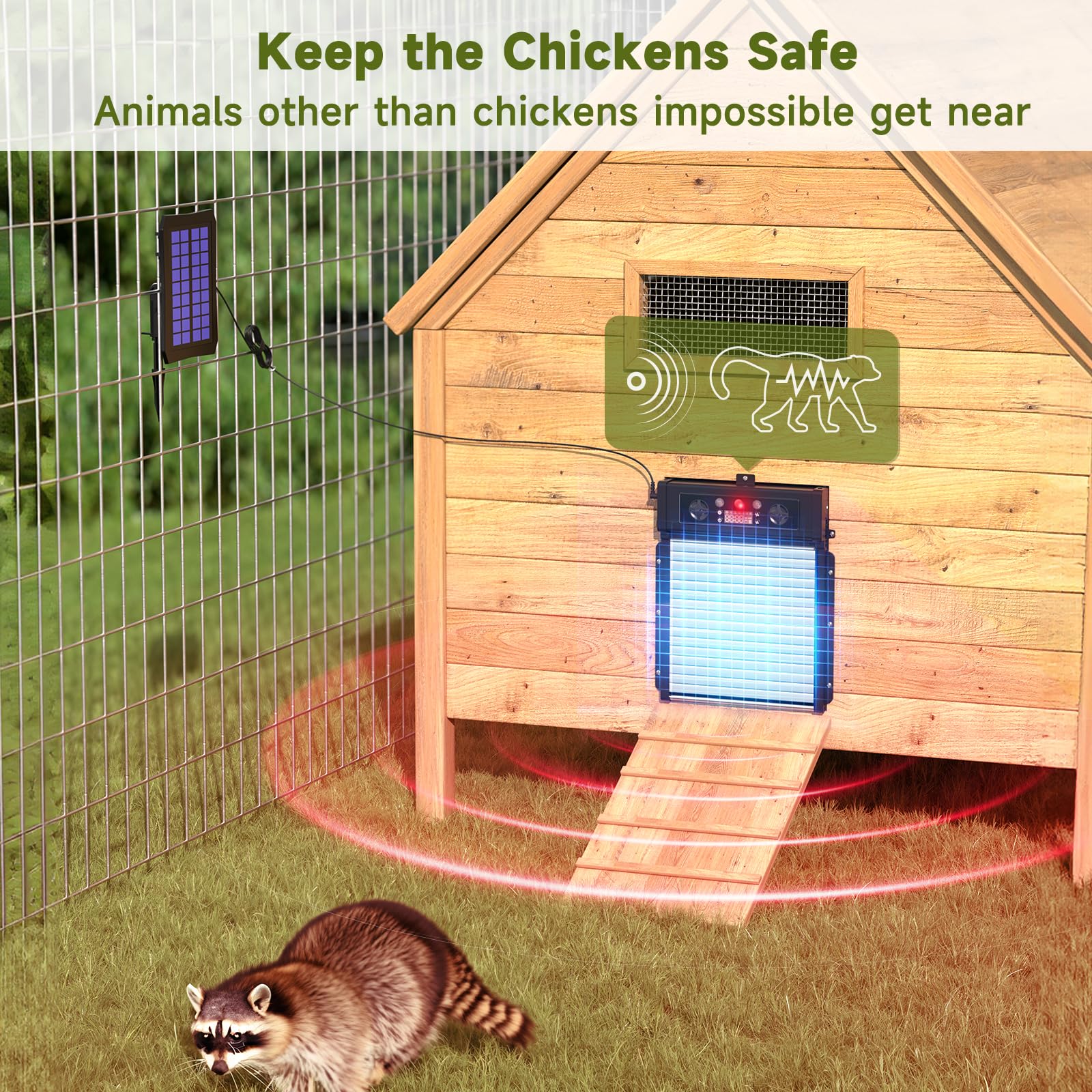 Solar Powered Automatic Chicken Coop Door with Timer & Remote Control - 4000mAh Battery Operated, Light Sensor, Weatherproof - Perfect for Backyard Poultry, Farm & Free-Range Chicken Keeping (Black)