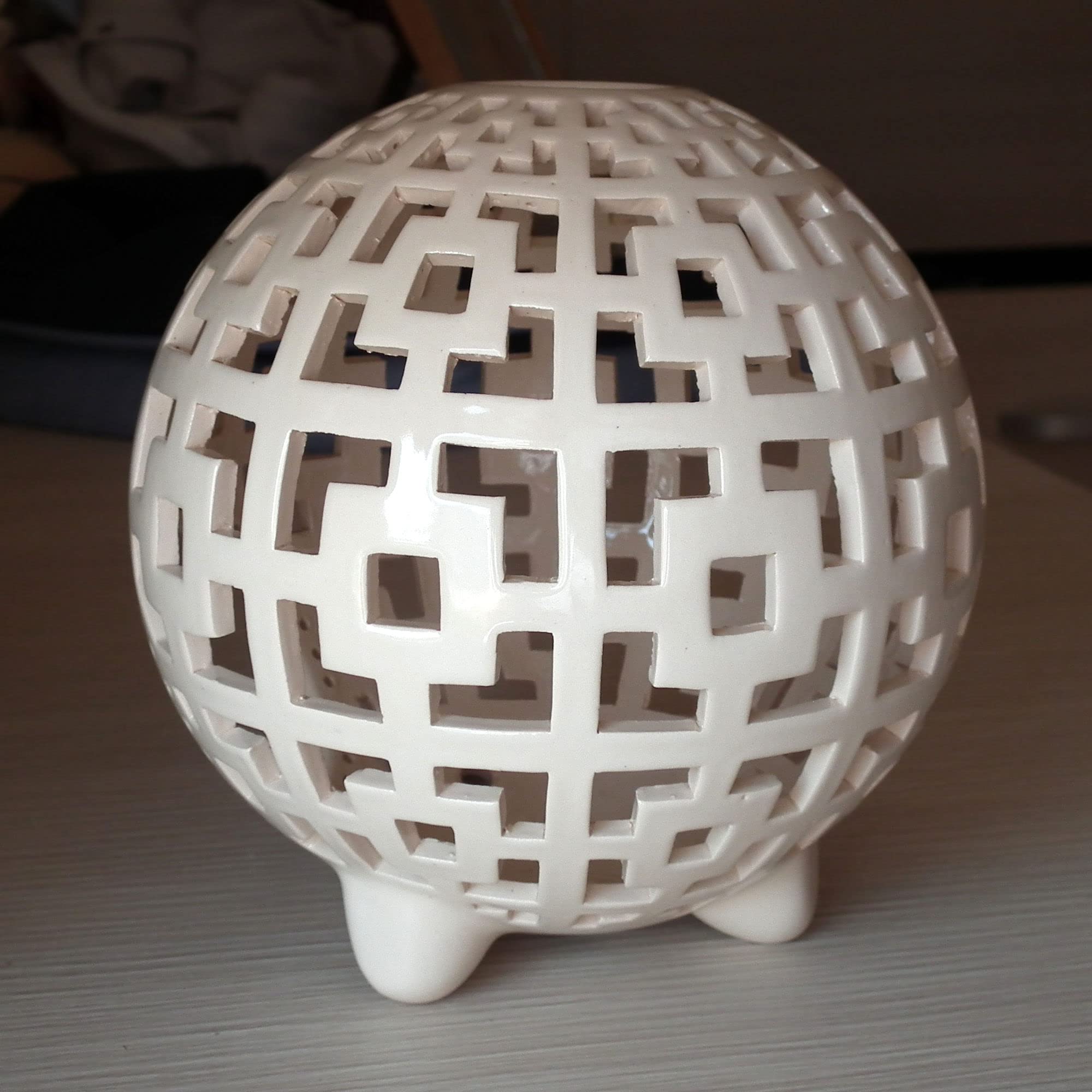 Handmade Geometric Ceramic Candle Holder - Modern Lantern for Home, Patio & Table Decor - Unique Birthday Gift for Women & Housewarming Present (Perfect for Weddings, Dinner Parties & Cozy Nights)