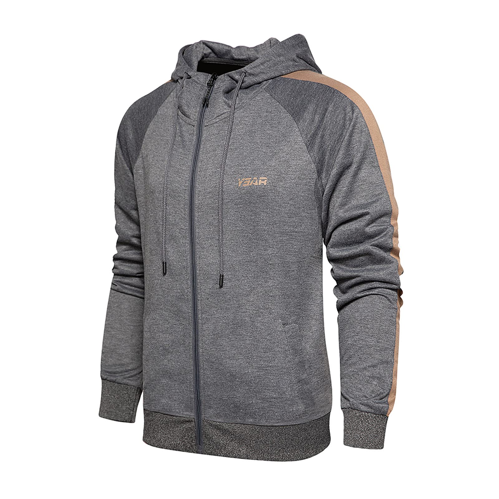 Blandoom Men's Tracksuit Set - Cropped Zip-Up Hoodie & Joggers Pants - XL Size Gym Workout Outfit for Running, Training & Casual Wear