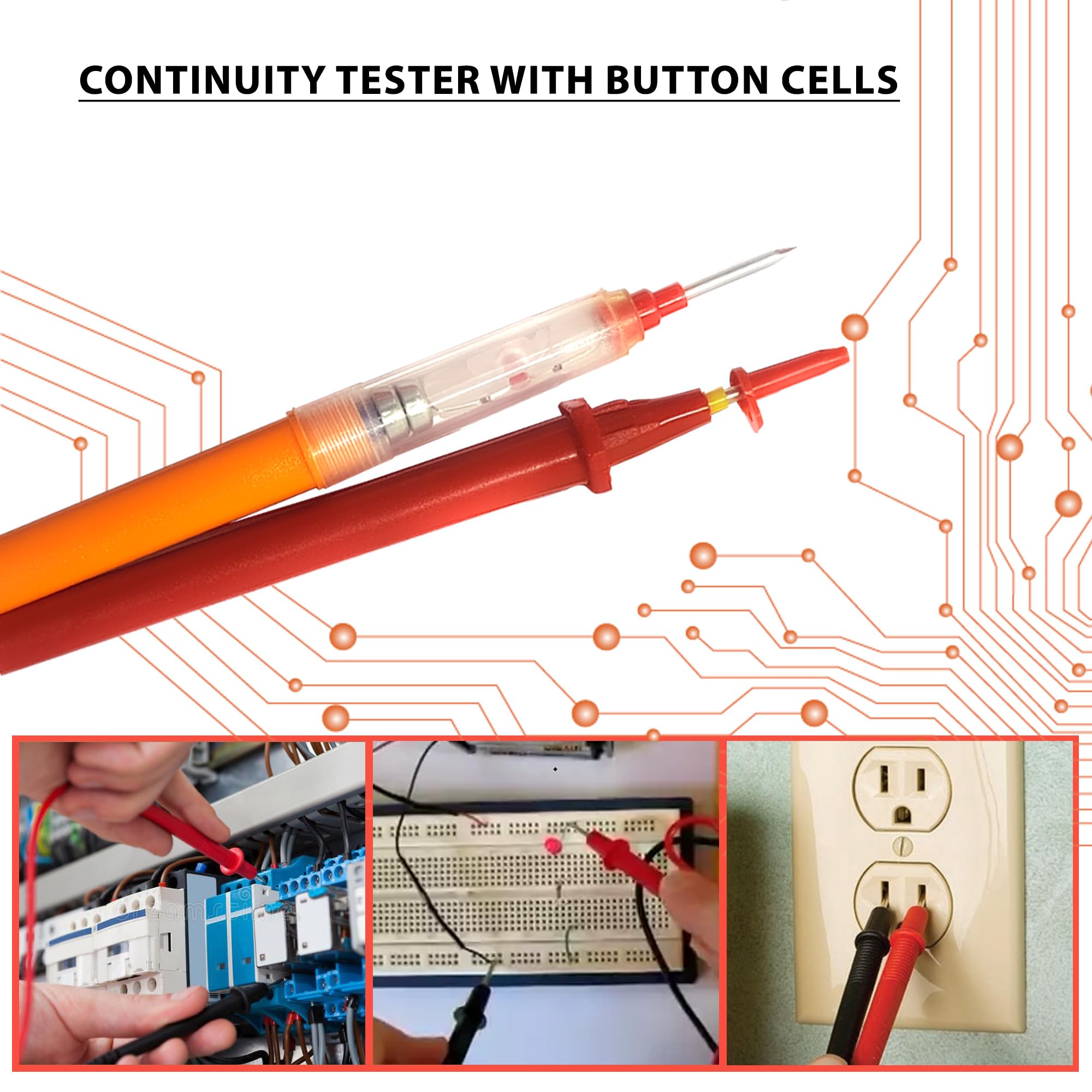 Jonar® Continuity Tester with Red LED Indicator - Professional Electrical Circuit Tester for DIY Projects, Electronics Repair, and Automotive Wiring Testing