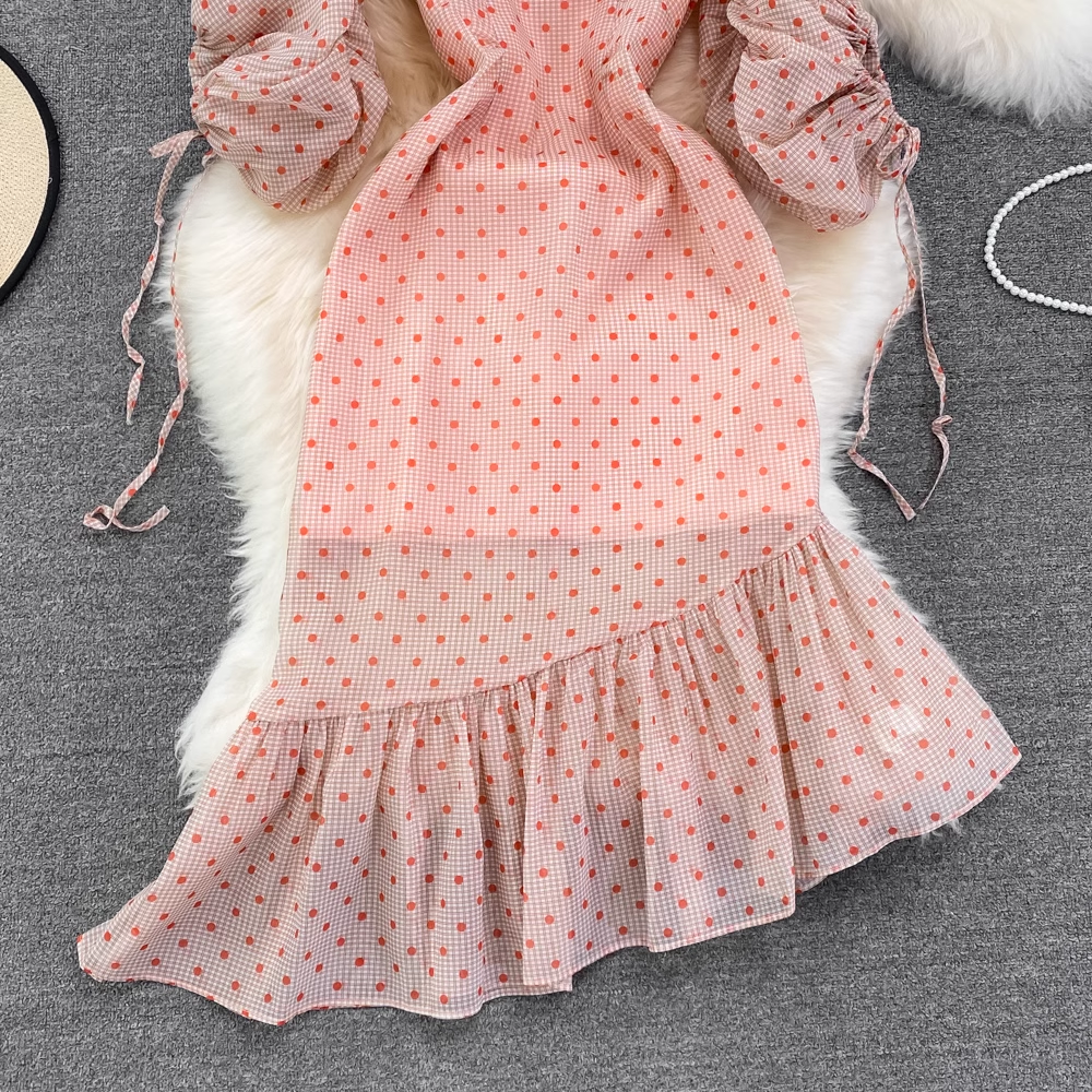 Polka Dot Chiffon Mermaid Dress - Fairy Tube Top Summer Party Dress for Women | Beach Wedding, Cocktail Party, Date Night Outfit