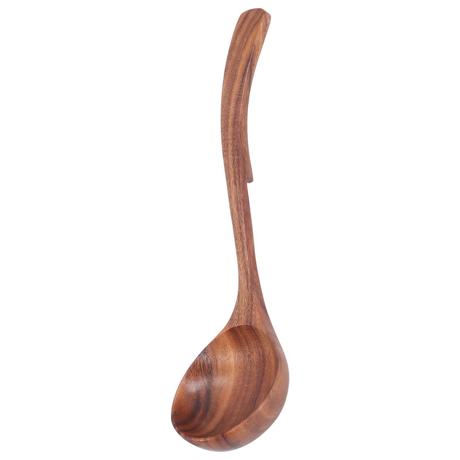 Premium Wooden Soup Ladle - Scratch-Resistant, Non-Stick Cookware Safe - Large Curved Serving Spoon for Catering & Home Kitchen - Perfect for Soups, Stews & Sauces