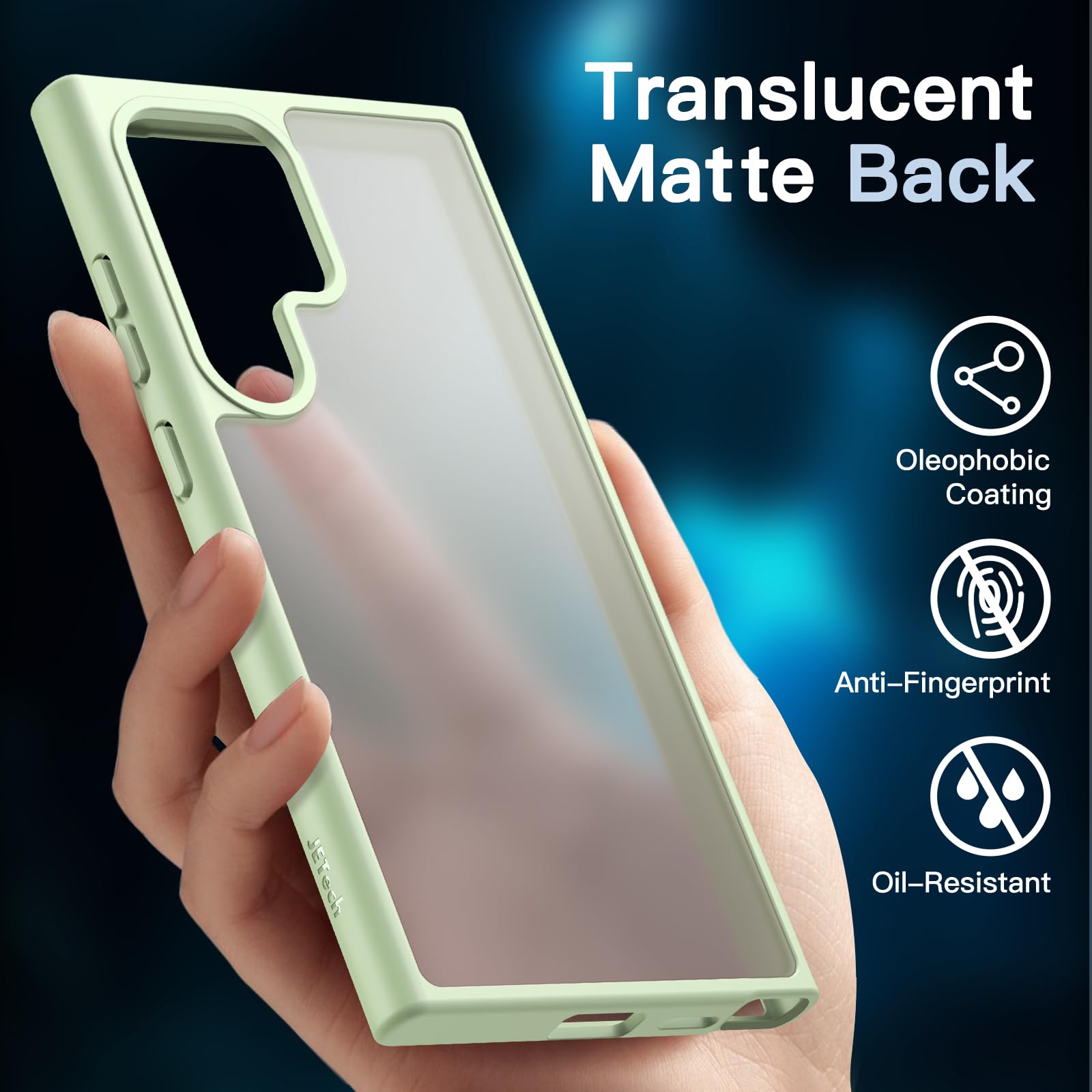JETech 5-in-1 Matte Case for Samsung Galaxy S24 Ultra 5G - Shockproof Phone Cover with 2-Pack Tempered Glass Screen Protectors & Camera Lens Protector, Translucent Back Design (Titanium Green) | Perfect for Work, Travel & Everyday Protection