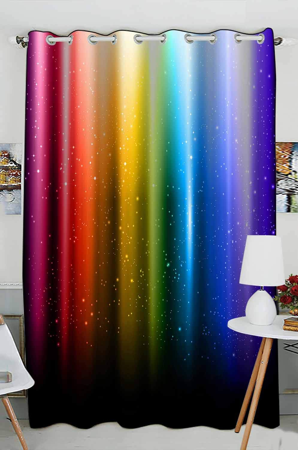 ABPHQTO Blackout Curtains - Rainbow Grommet Room Darkening Window Drapes for Bedroom & Kitchen, 52x84 Inches (1 Panel) - Perfect for Sleep, Home Theater & Light Control